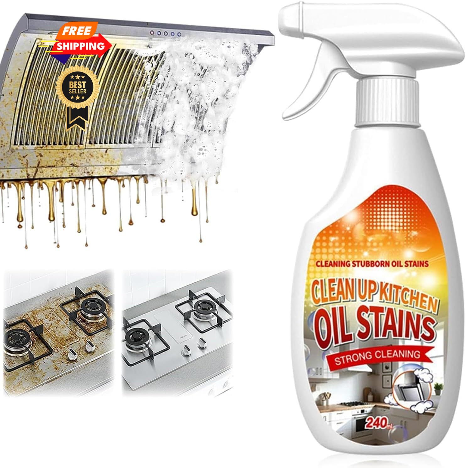 New Upgrade Kitchen Cleaner, Clean Up Oil Stains Spray,…