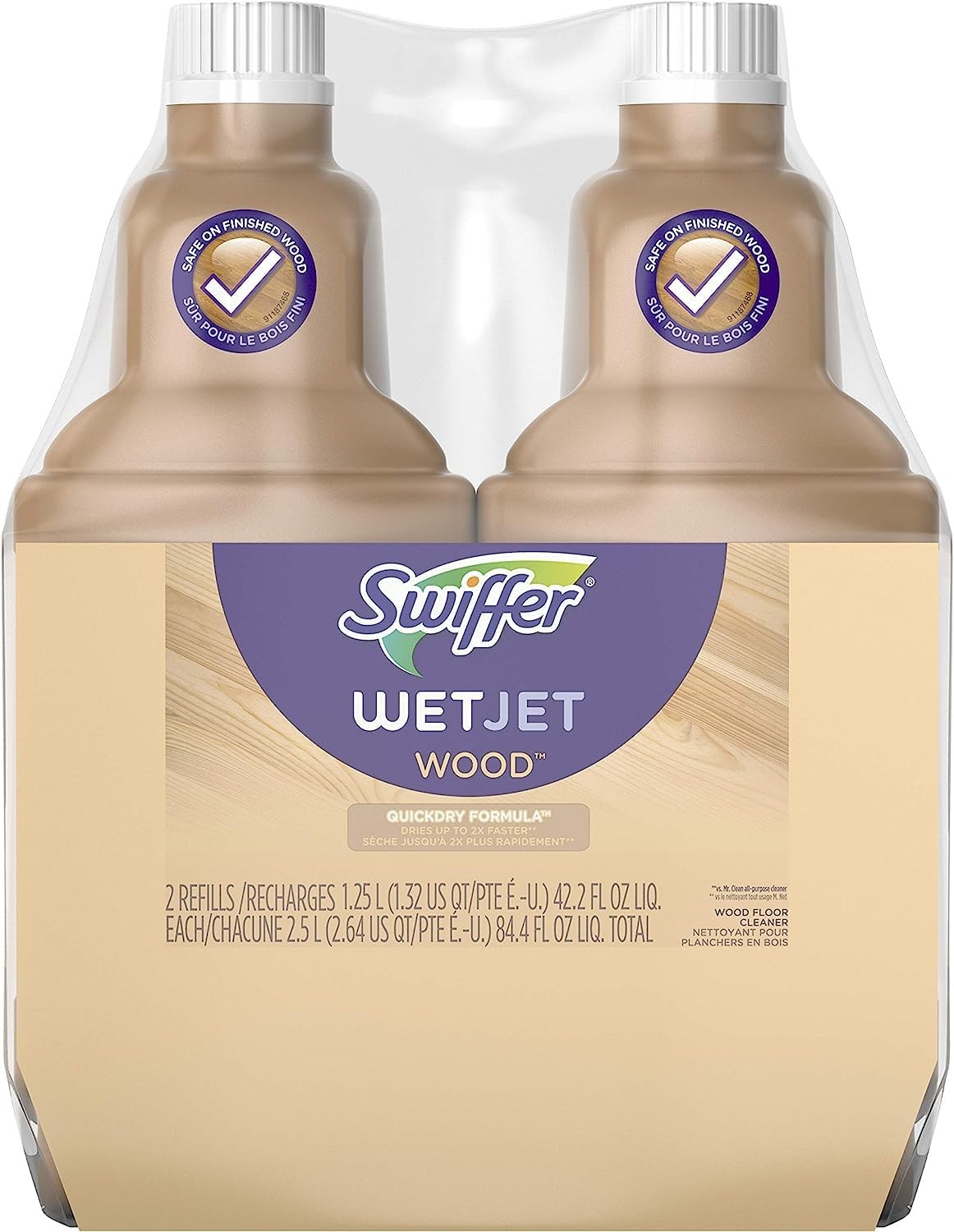 Swiffer Wetjet Wood Floor Cleaner Solution Refill, 42.2 Oz – 2 Pack