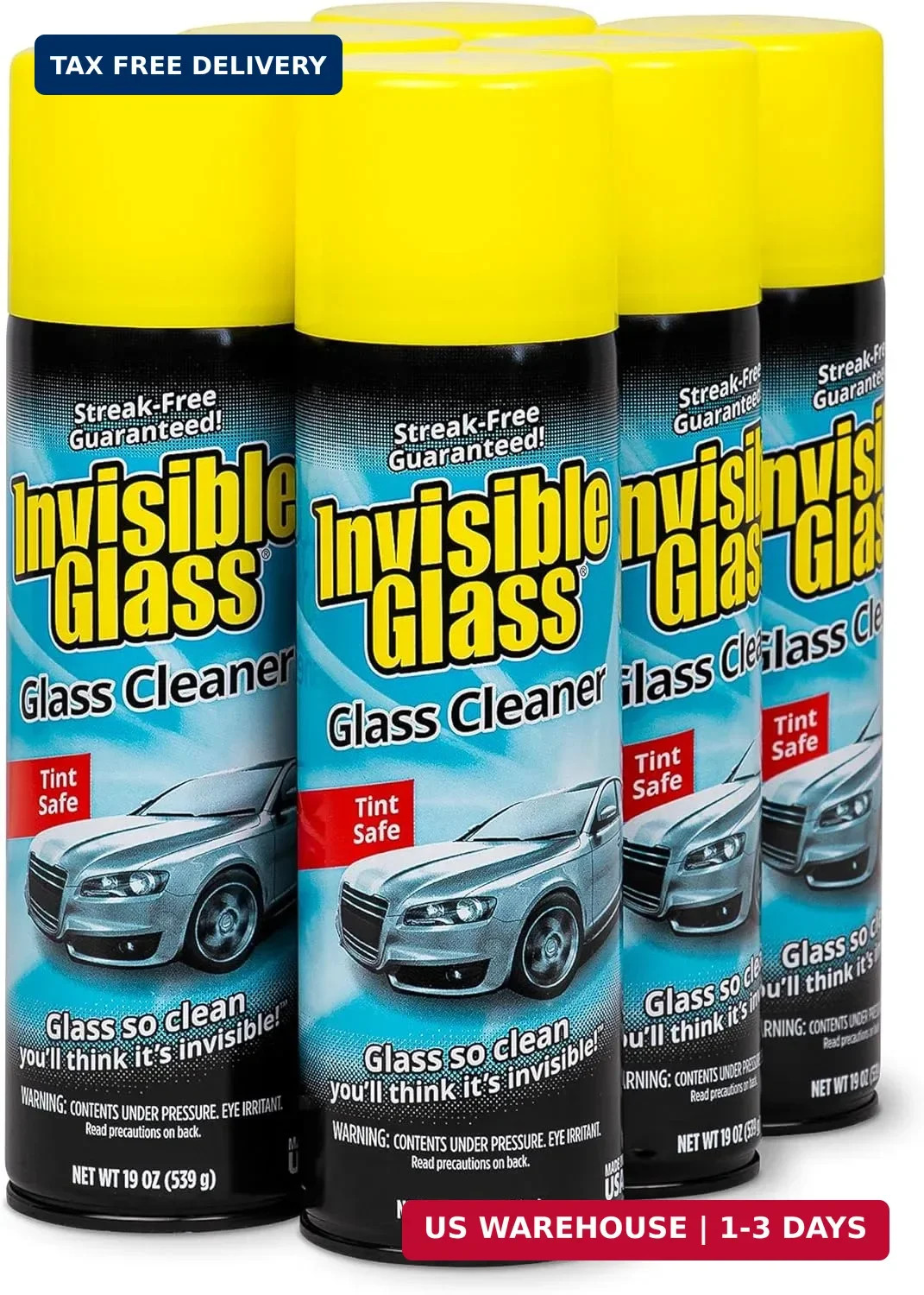 Invisible Glass 91164-6PK Premium Aerosol Glass Cleaner Spray for Car Windshield