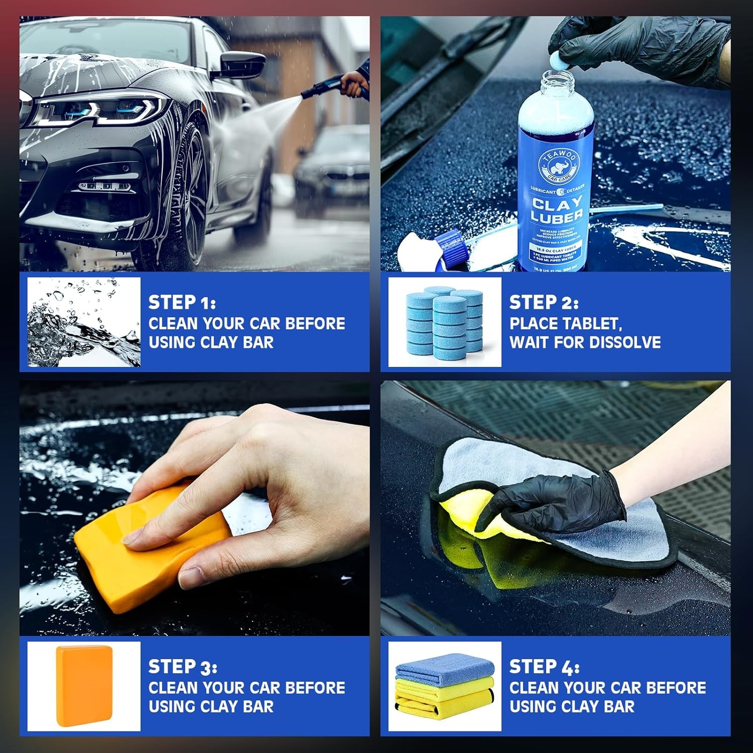 Clay Bars Kit, 6 Clay Bars & 20 PCS Lubricant Tablets, Complete Car Detailing