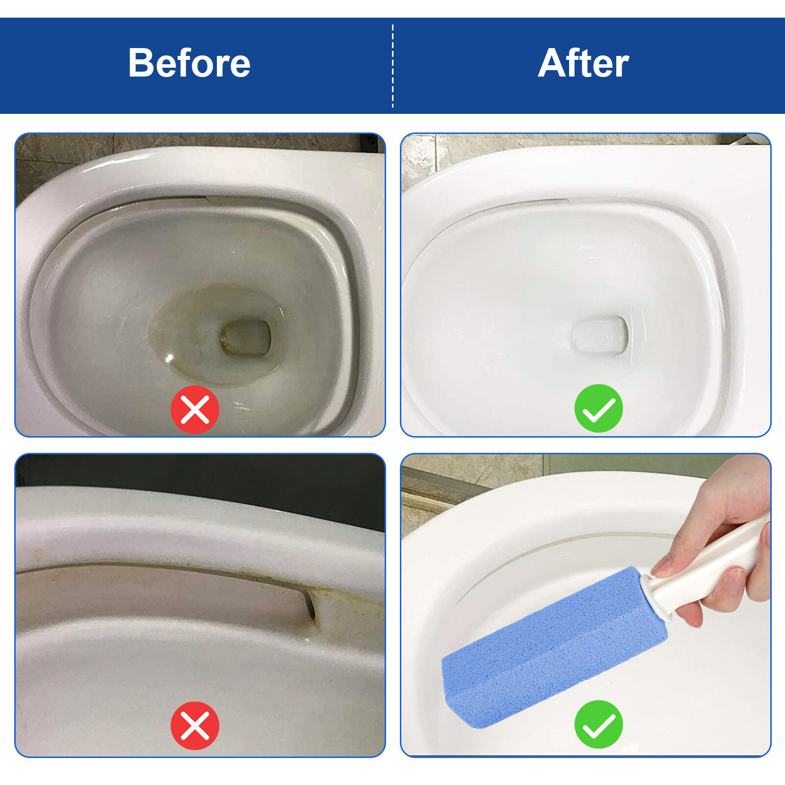 4 PCS Pumice Stone Cleaning Heavy Duty Handle Toilet Scouring Stain Remover Tool