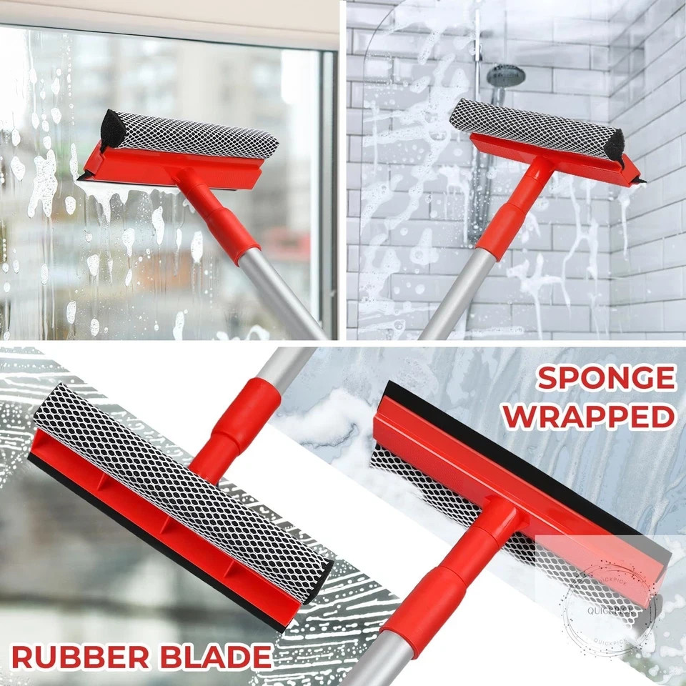 Windshield Cleaner Tool 2 in 1 Car Window Squeegee with Extendable Handle (18″-