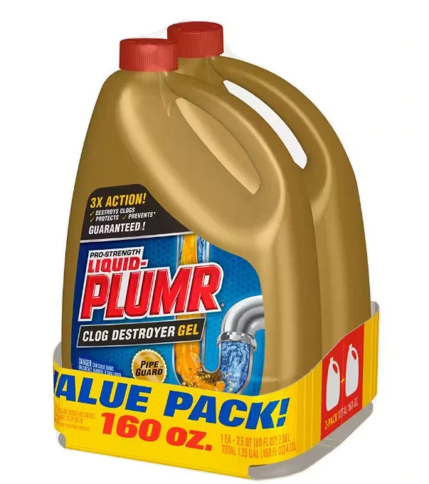 2 PACK. Liquid-Plumr 80 oz. Pro Strength Full Clog Destroyer and Drain Cleaner