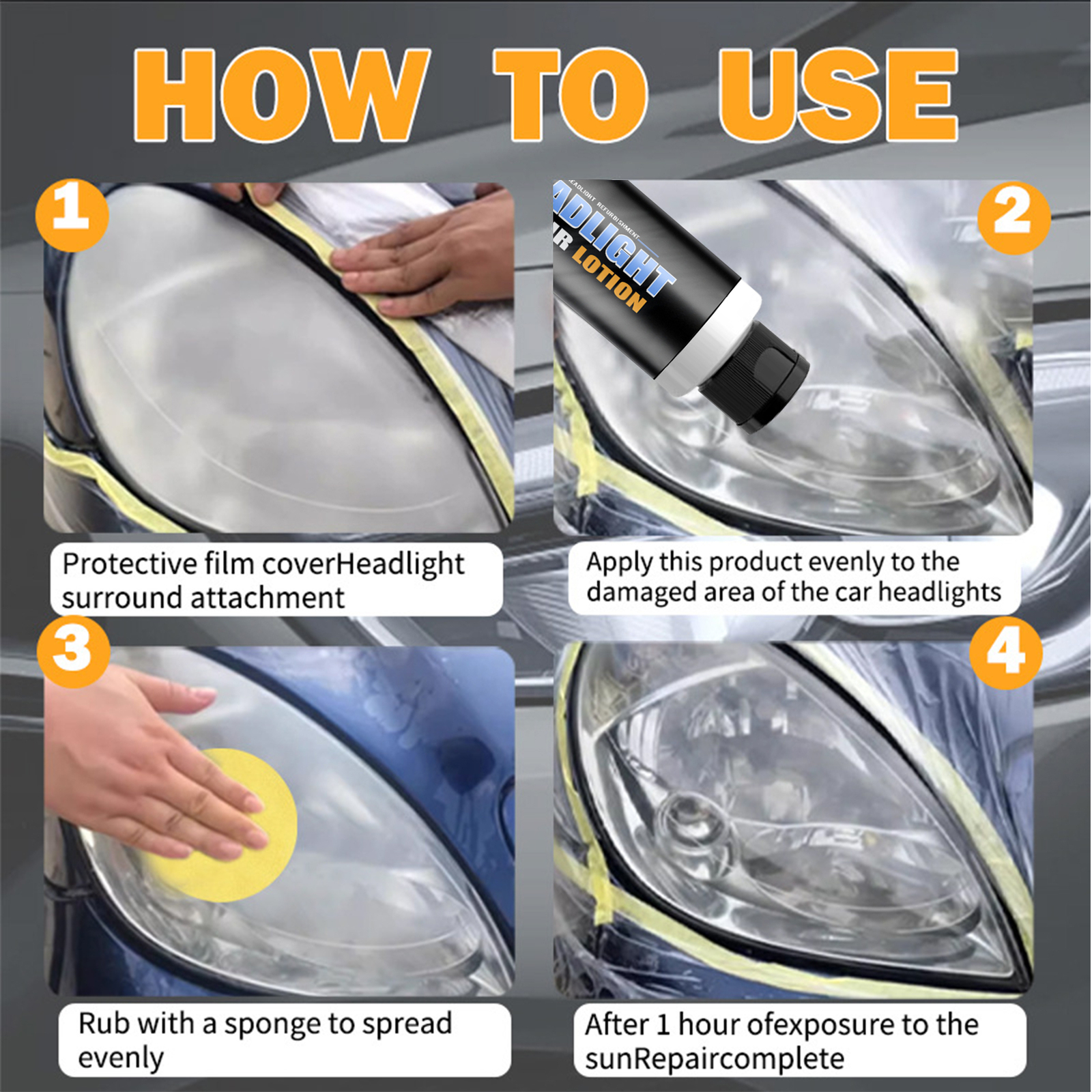Pro Car Headlight Lens Restoration Repair Kit Polish Cleaner Cleaning Tool 100ml