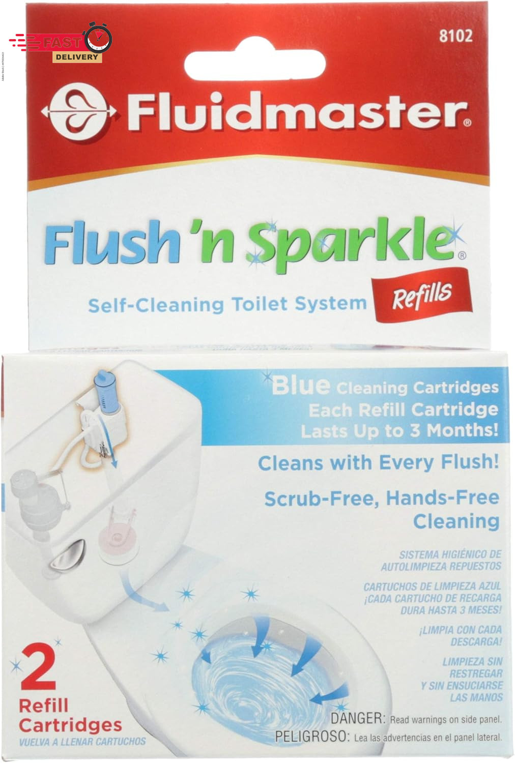 Fluidmaster 8102P8 Flush ‘N Sparkle Automatic Toilet Bowl Cleaning System Refill