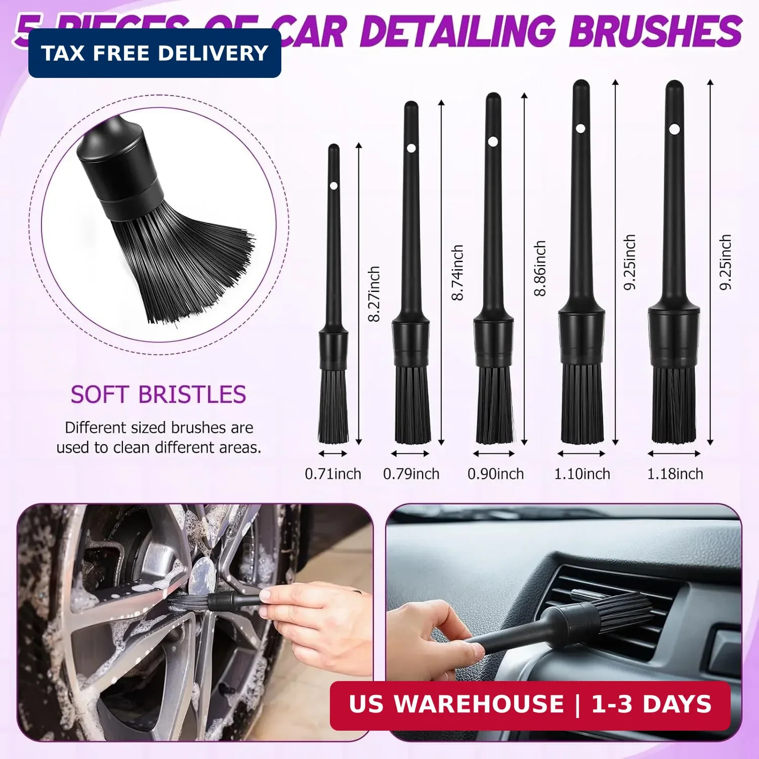 16 Pcs Windshield Cleaner Tool, Car Cleaning Kit with Various Detailing Brushes