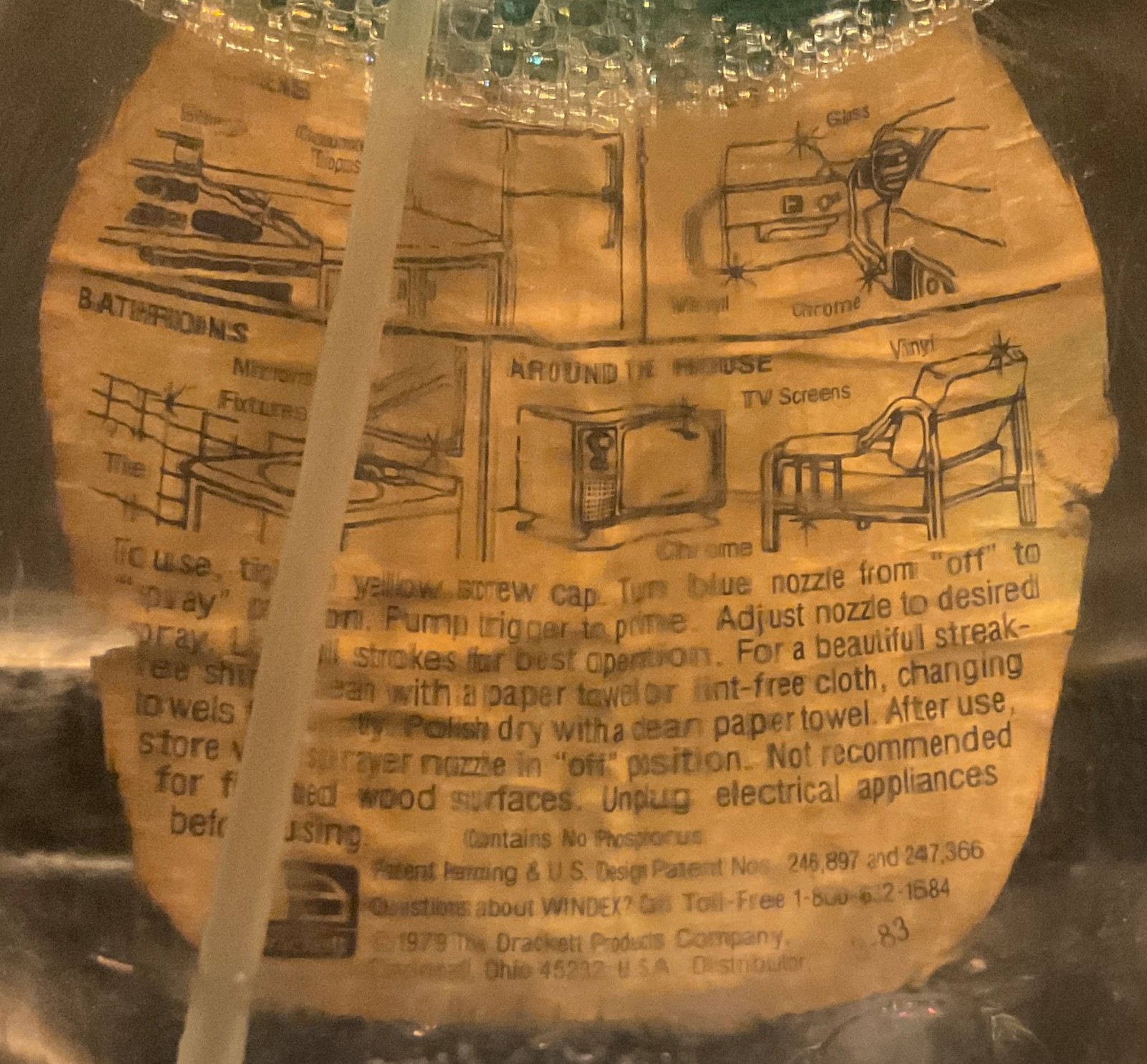 Vintage 1979 Windex 22 Fl Oz with Ammonia-D Bottle Prop Old Original