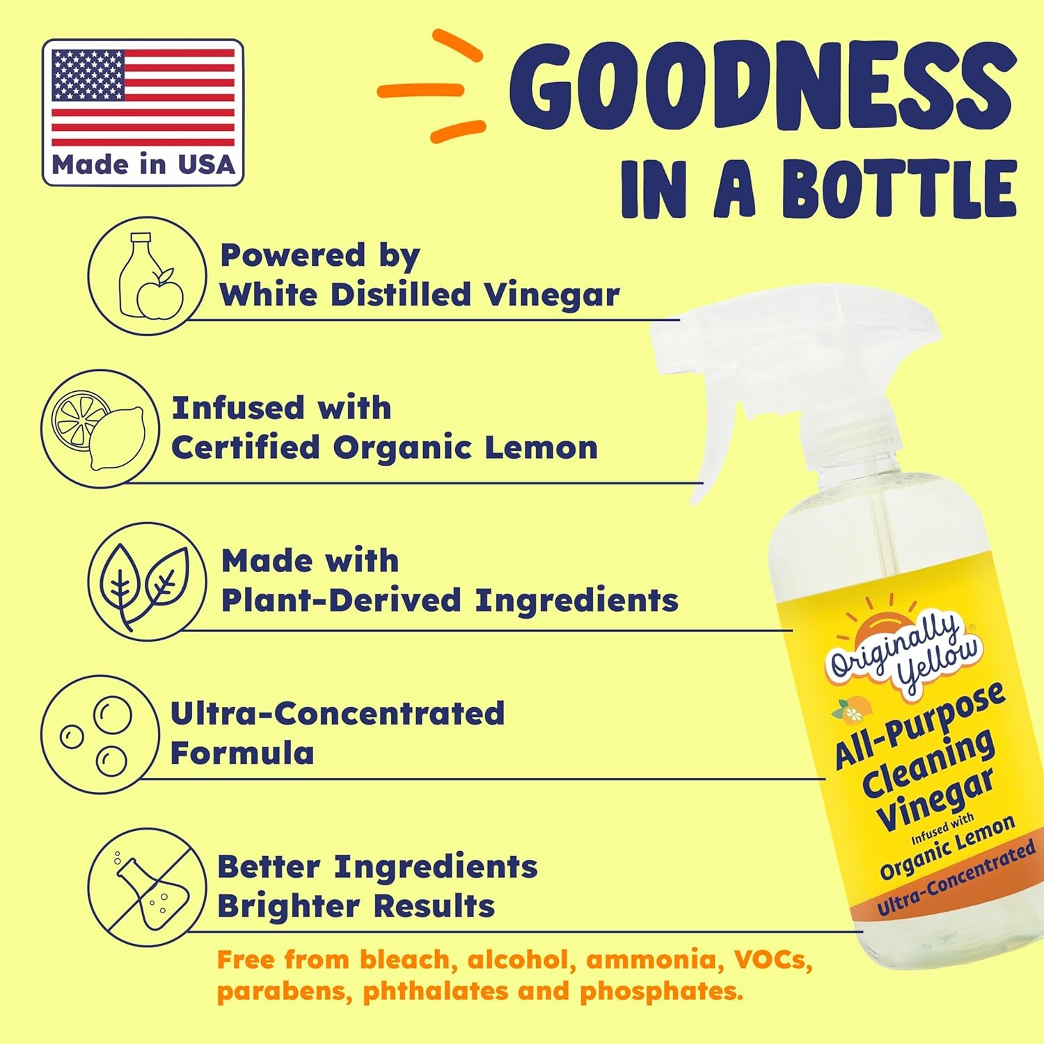 Originally Yellow Lemon Vinegar Cleaning Spray 3 Pack