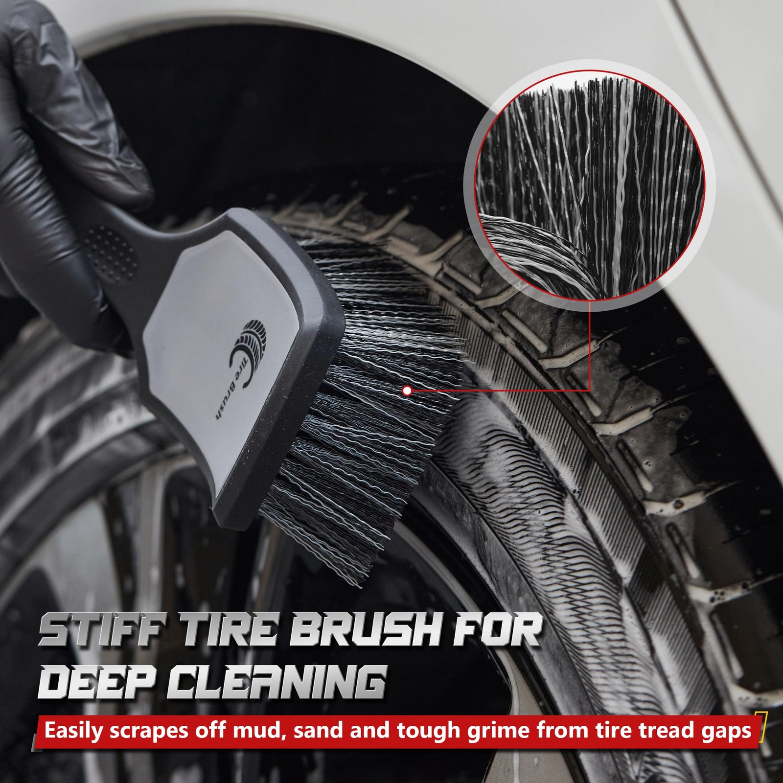 “Car Wheel & Tire Brush Set 2 Pack Rim Cleaner and Stiff Scrub Brushes”