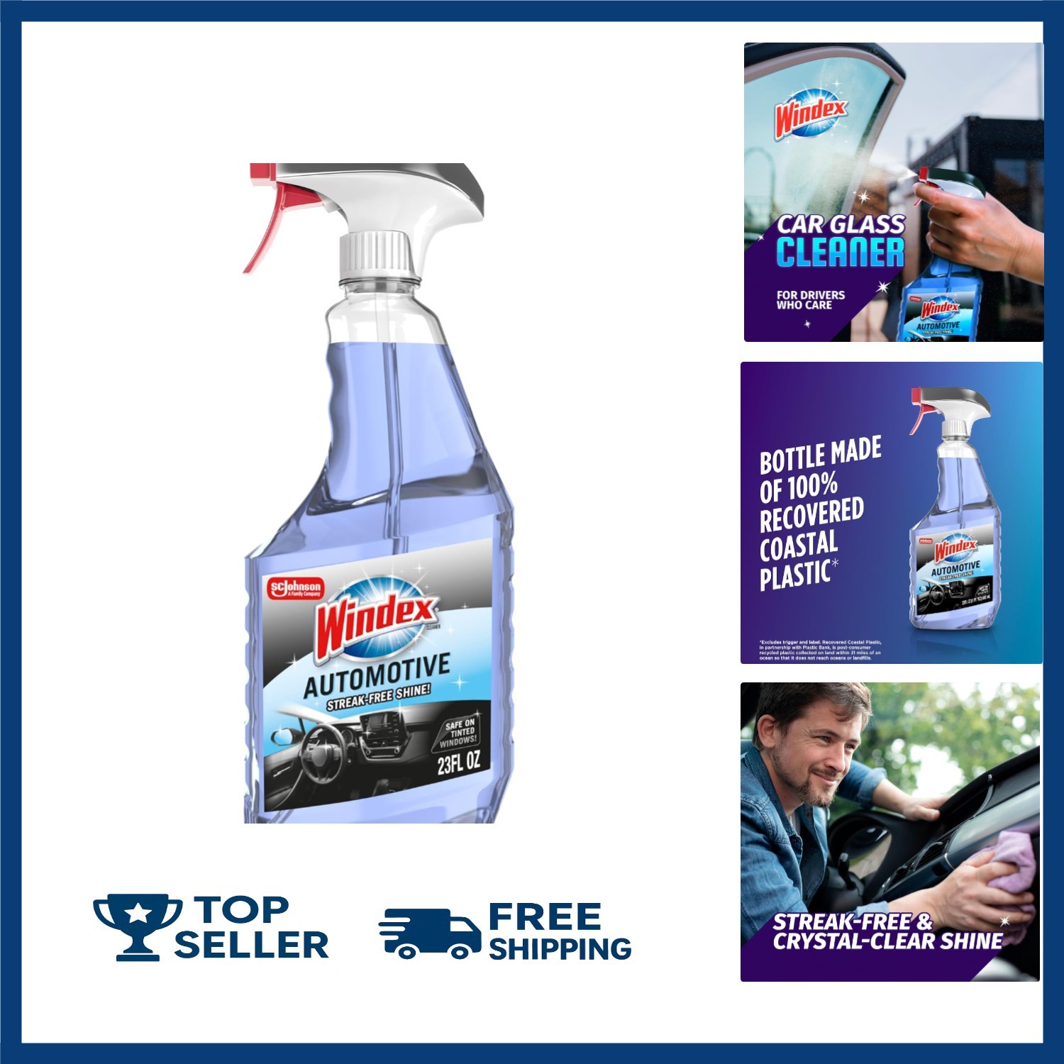 Windex Automotive Glass Cleaner 23oz Streak Free Shine for Car Windows & Mirrors