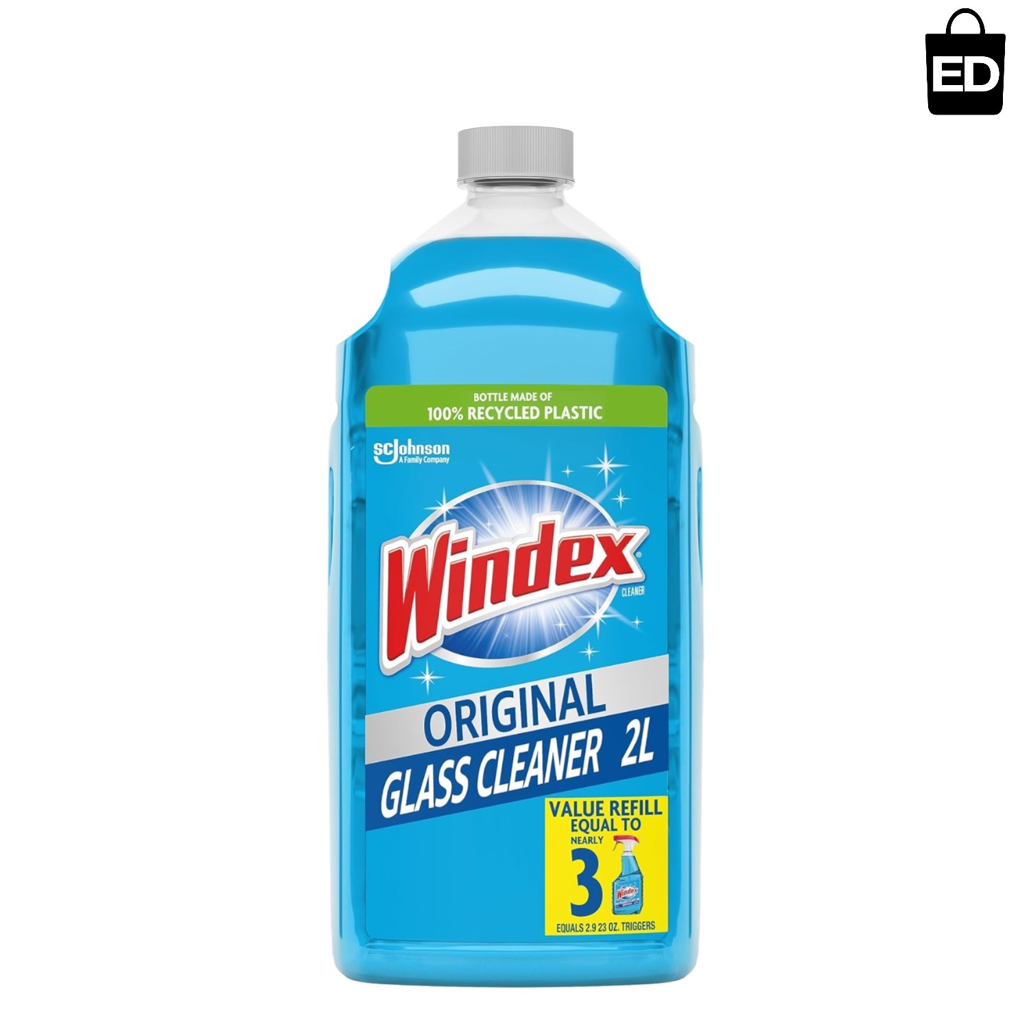Streak-Free Glass and Window Cleaner – 2L Refill Made from Recycled Plastic