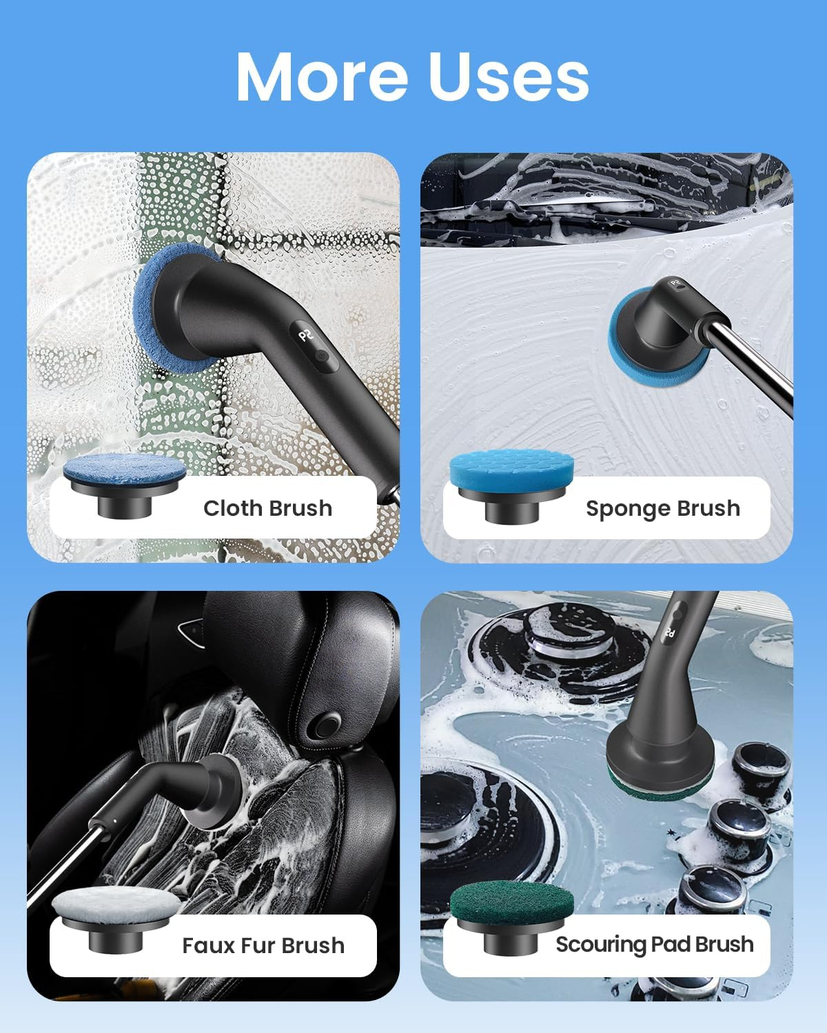 Electric Spin Scrubber, Cordless Cleaning Brush for Bathroom Shower Tub, IPX7 Wa