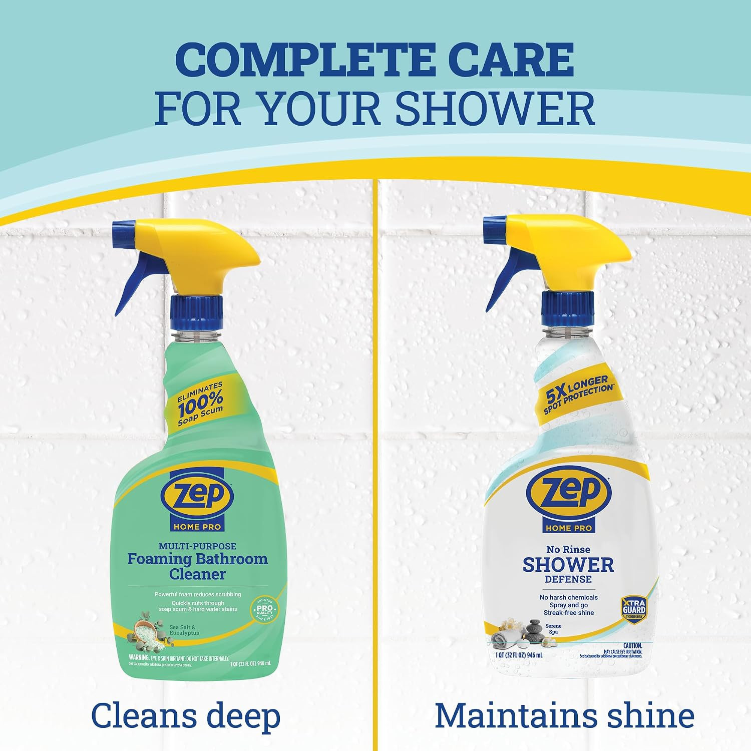 Home Pro No Rinse Shower Defense, 32 Fl Oz Spray – R61006 – Streak-Free Shine, S