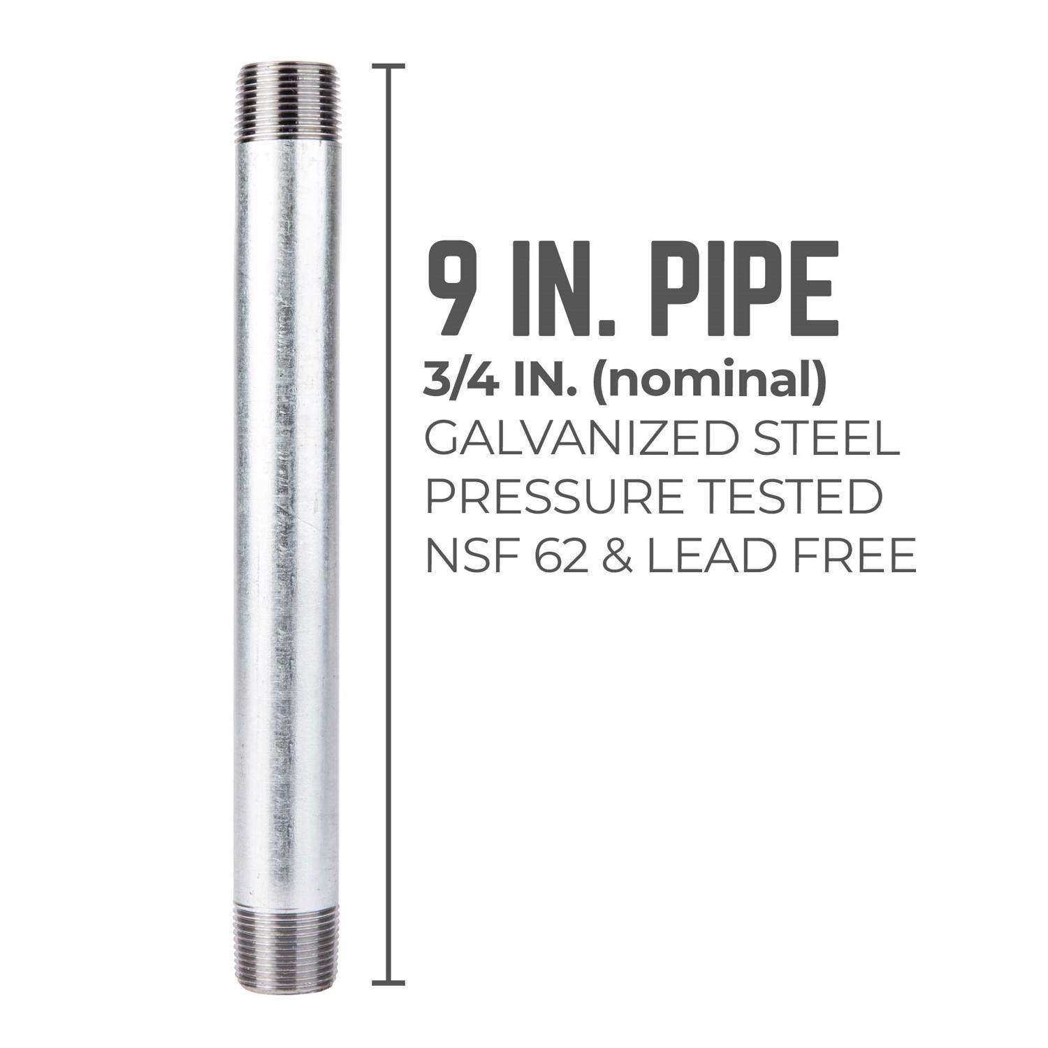 BK Products 564-090AH Malleable Black Galvanized Steel Nipple 3/4 MPT x 9 in.