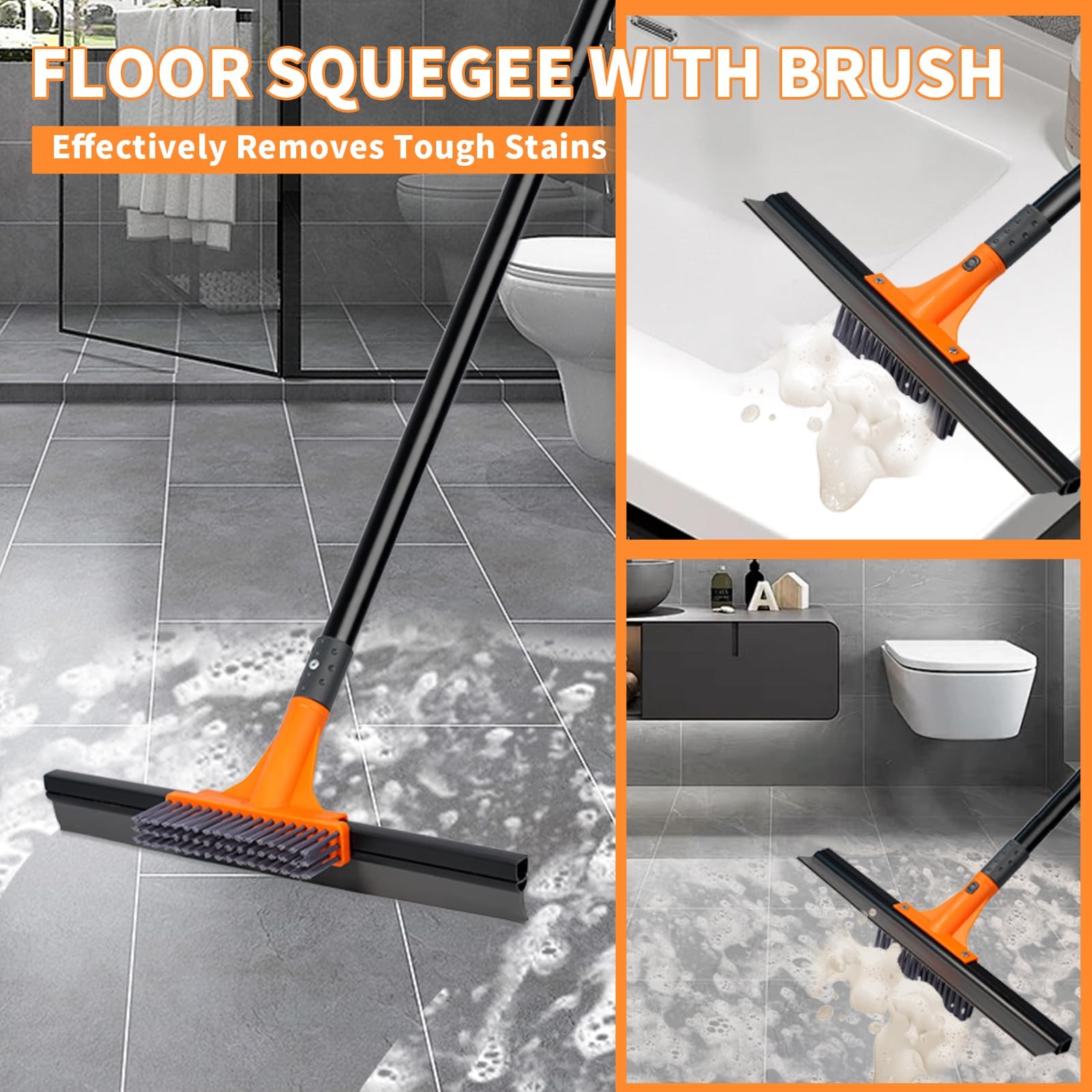Floor Squeegee for Concrete Floor,Heavy Duty Shower Garage Floor Squeegee Bro…