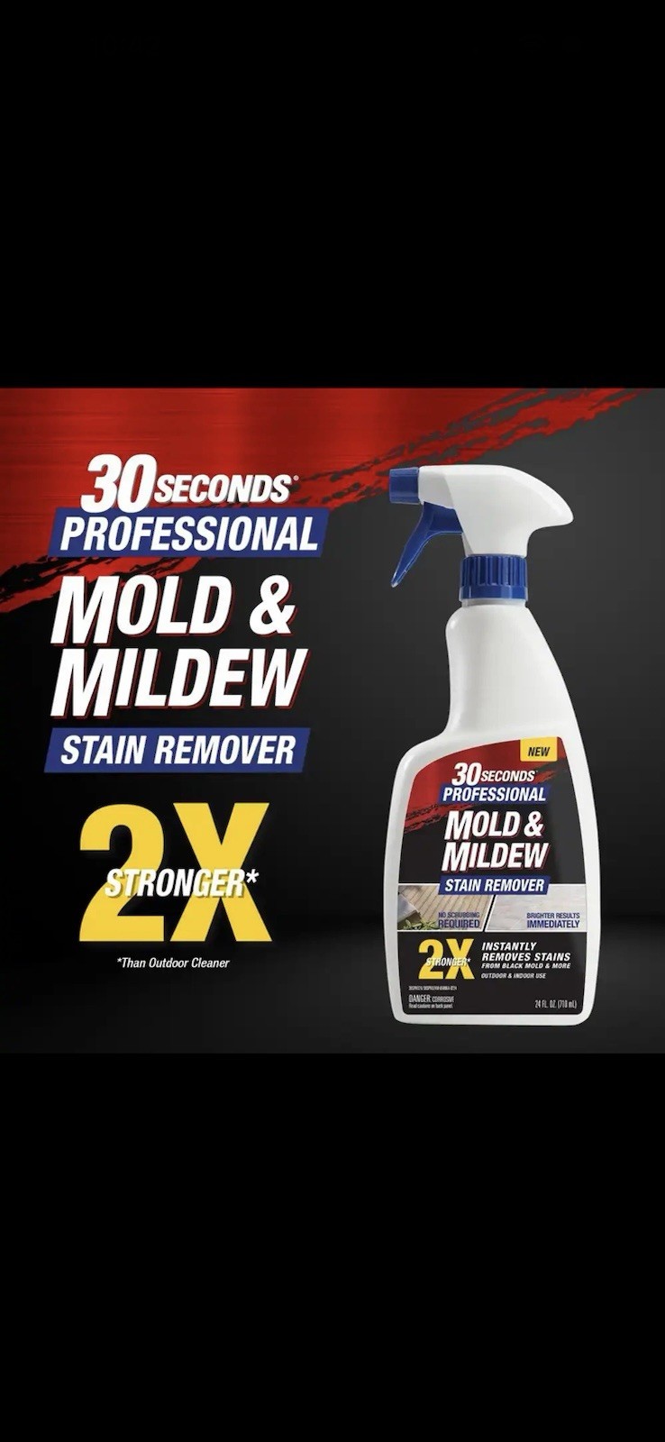 30 Seconds Professional Mold & Mildew Stain Remover Liquid 2X Stronger 2.5 gal