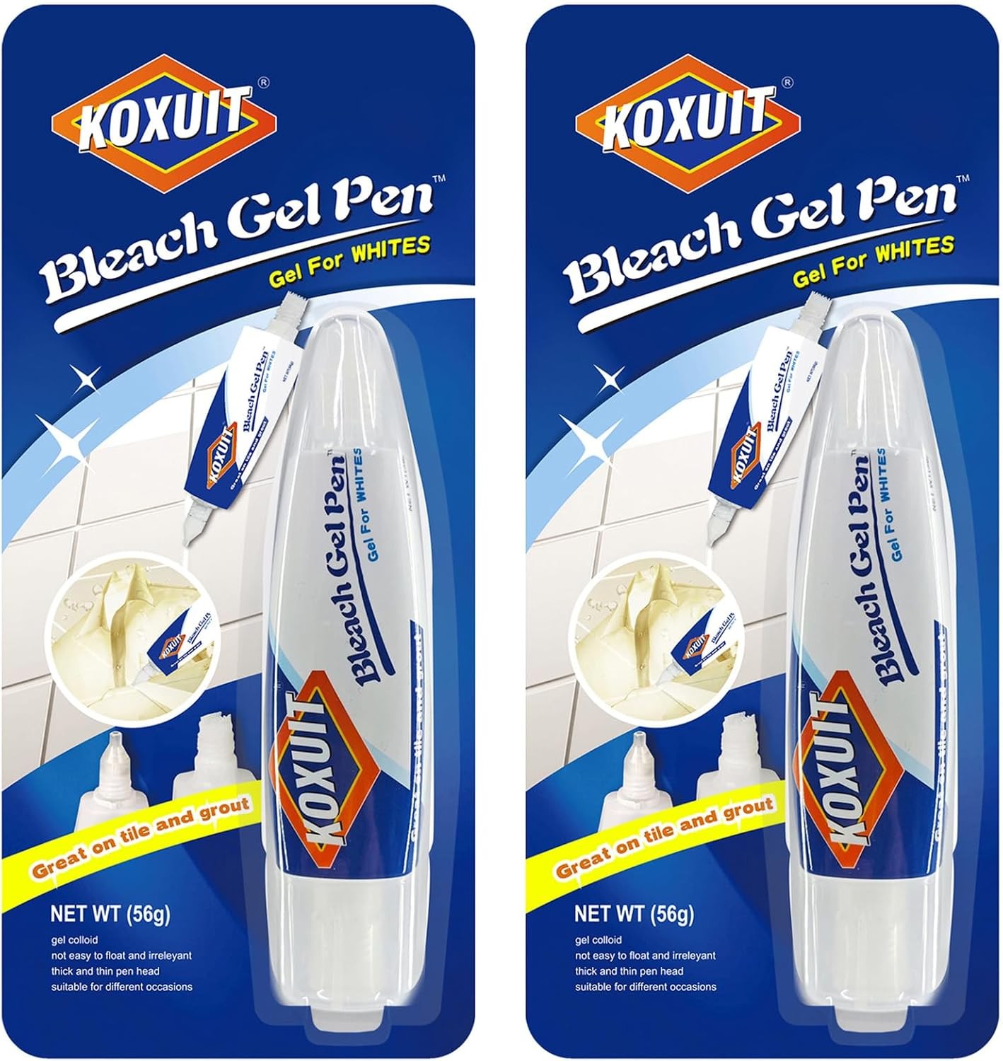Portable Dual-Tip Bleach Pen White Clothes & Grout Travel-Ready 2-in-1 Gel