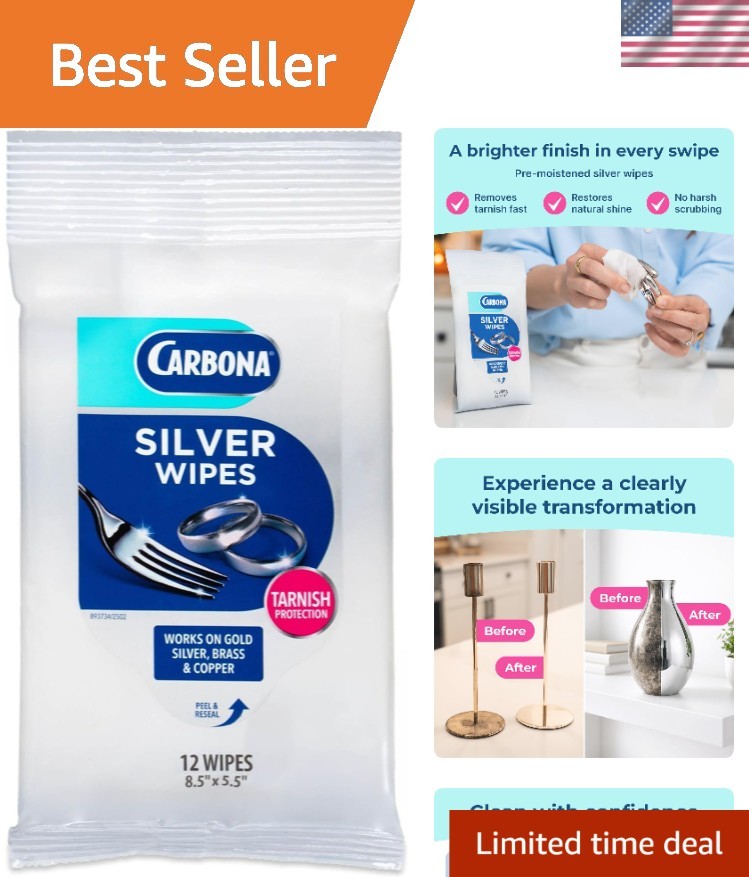 Brightening Silver Wipes | 12 Pack of Non-Toxic Metal Cleaners & Polish
