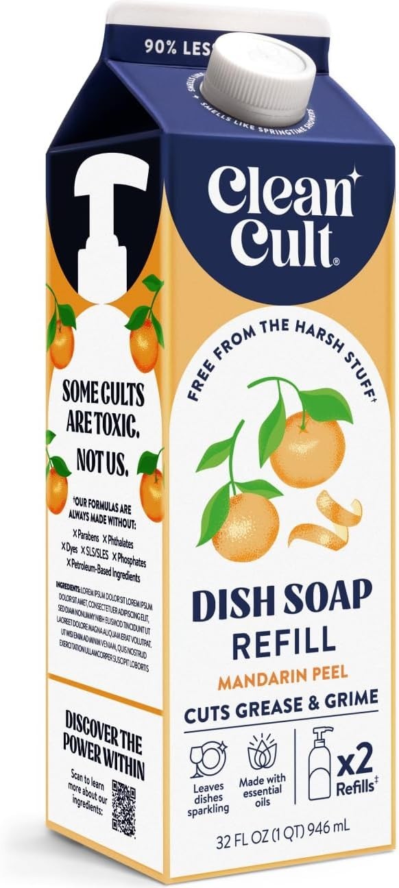 Dish Soap Liquid Refill 32 fl oz Plant Based Cleaning Power Pack