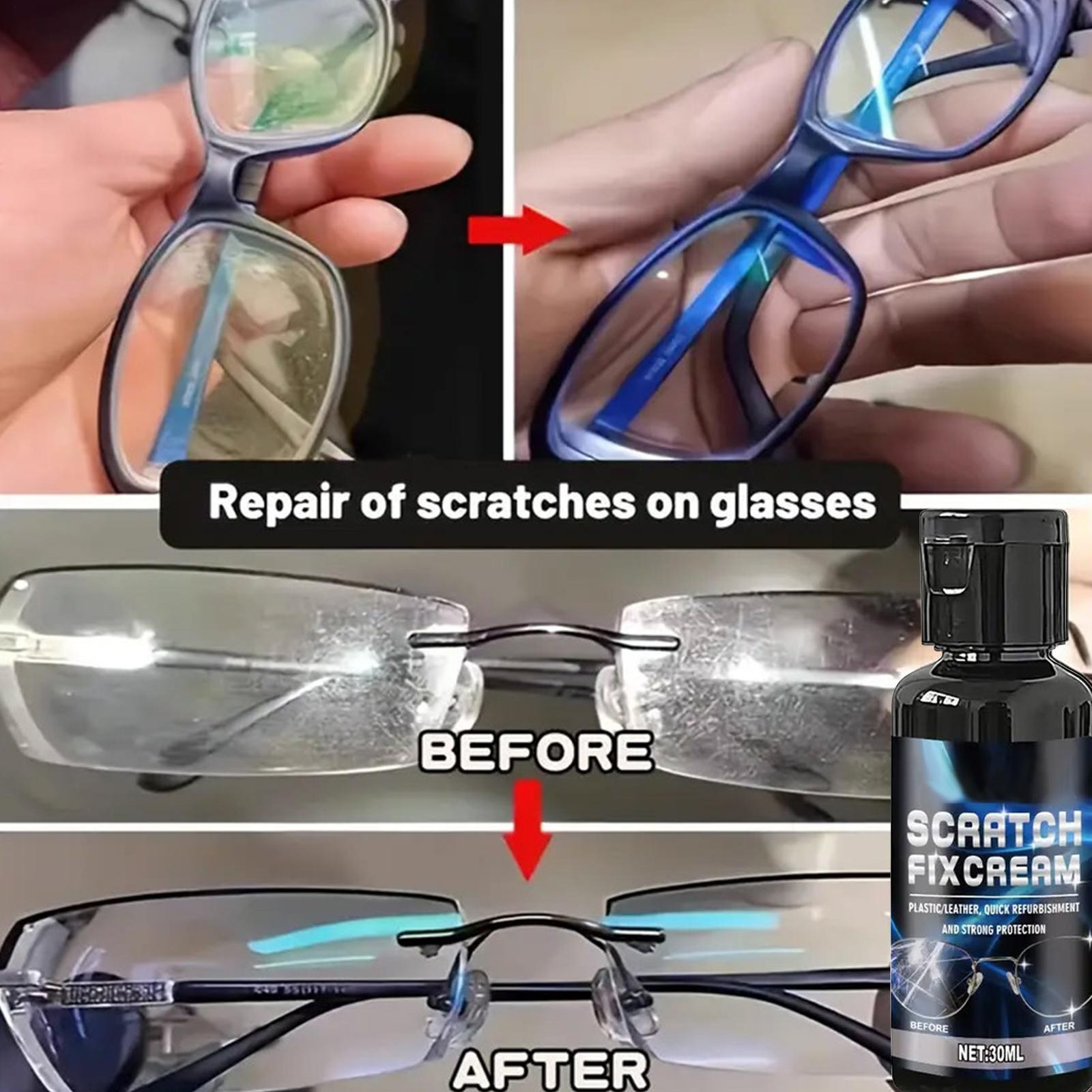 Glasses Lens Scratch Remover Liquid Cleaner Polishing Lens Scratch Remover