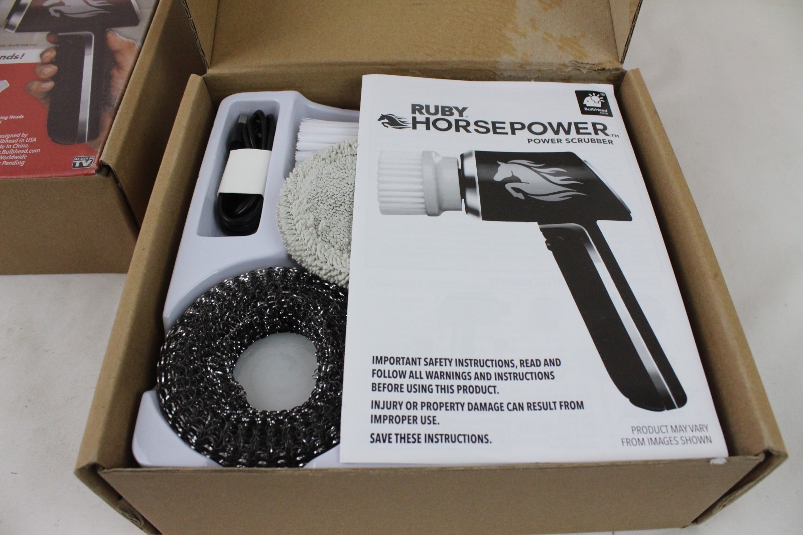 2 Handheld Cordless Rechargeable Spinning Power Scrubber Ruby Horsepower ZZ