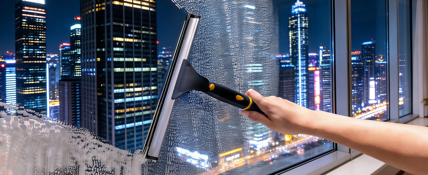 Swivel Shower Squeegee for Glass Doors, All-Purpose Anti-Slip Window Squeegee