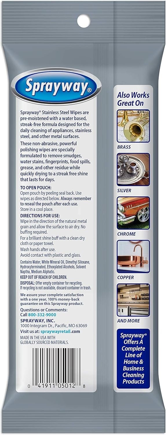20 Unscented Stainless Steel Wipes – Effortless Removal of Stains & Smudges