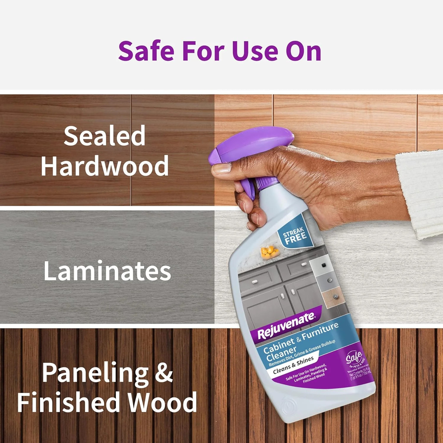 Rejuvenate Cabinet And Furniture Cleaner Removes Dirt, Grime And Grease Buildup