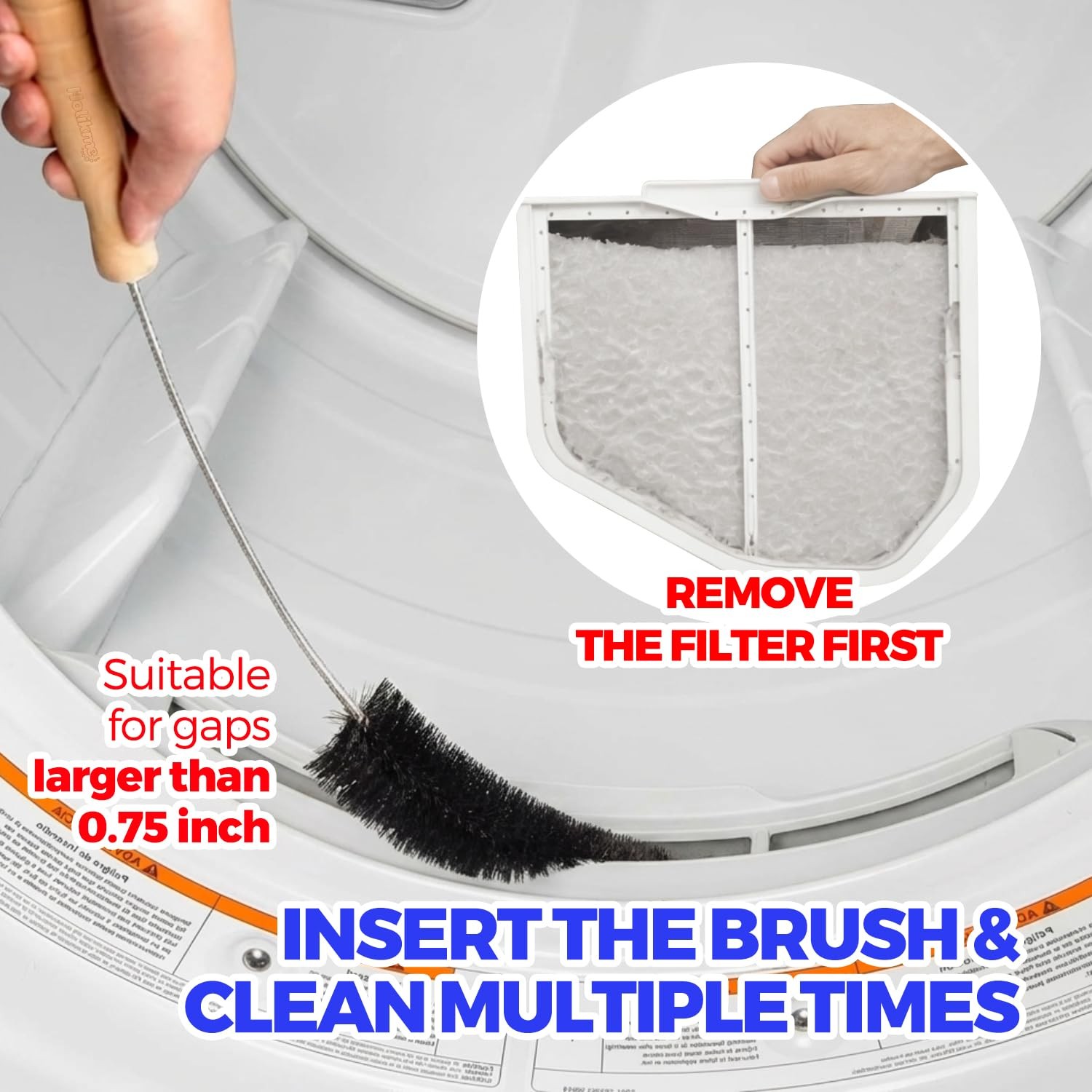 Dryer Vent Cleaner Kit 3 Pcs Stainless Steel Brush & Flexible Tool – Black