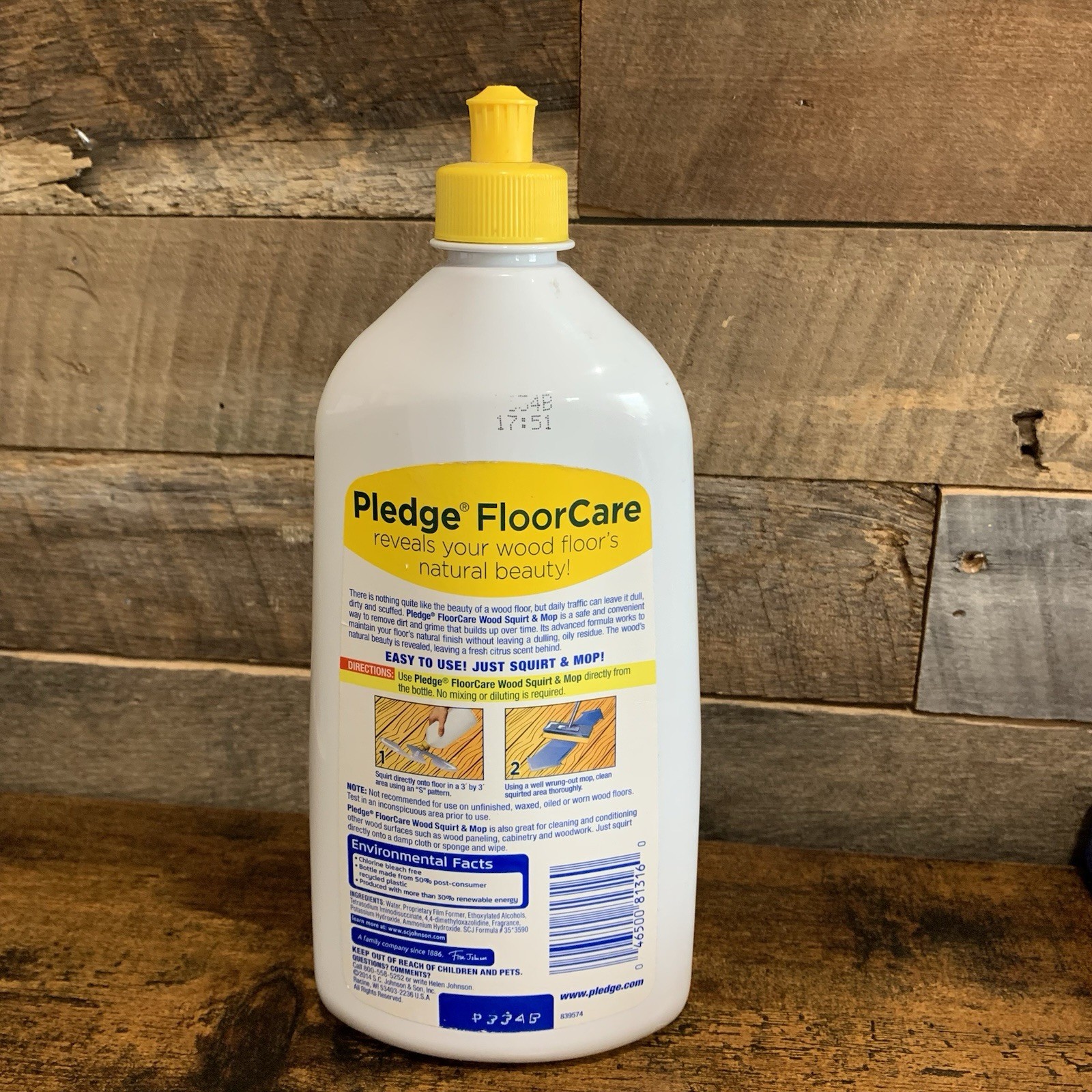 Pledge Floor Care Hardwood Cleaner Squirt & Mop Lemon Scent 27 Oz 95% Full