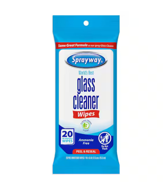 Sprayway SW199R Ammonia-Free Glass Cleaner Wipes Fresh Scent 20 Count