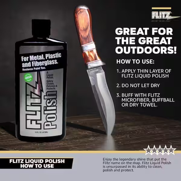Flitz 7.6 oz. Green Metal Plastic and Fiberglass Polish surfaces Liquid Bottle
