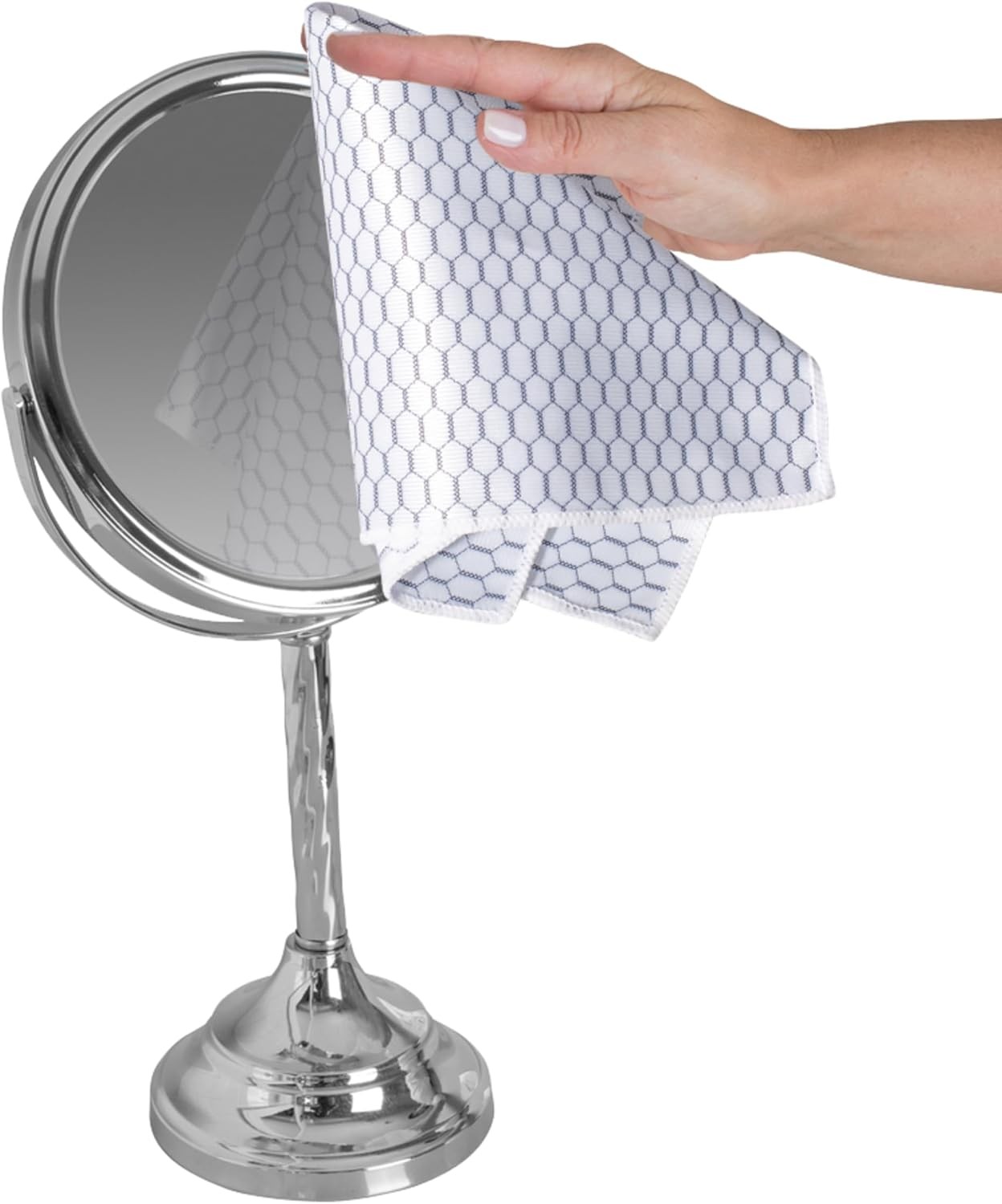 Lint-Free Microfiber Glass and Mirror Cleaning Cloths, White/Black (Set of 2)