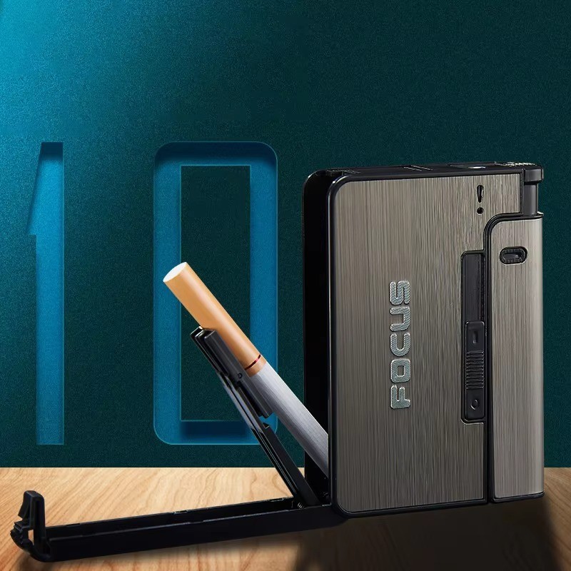 Automatic Cigarette Case – Metal Holder Box for 10 King Size