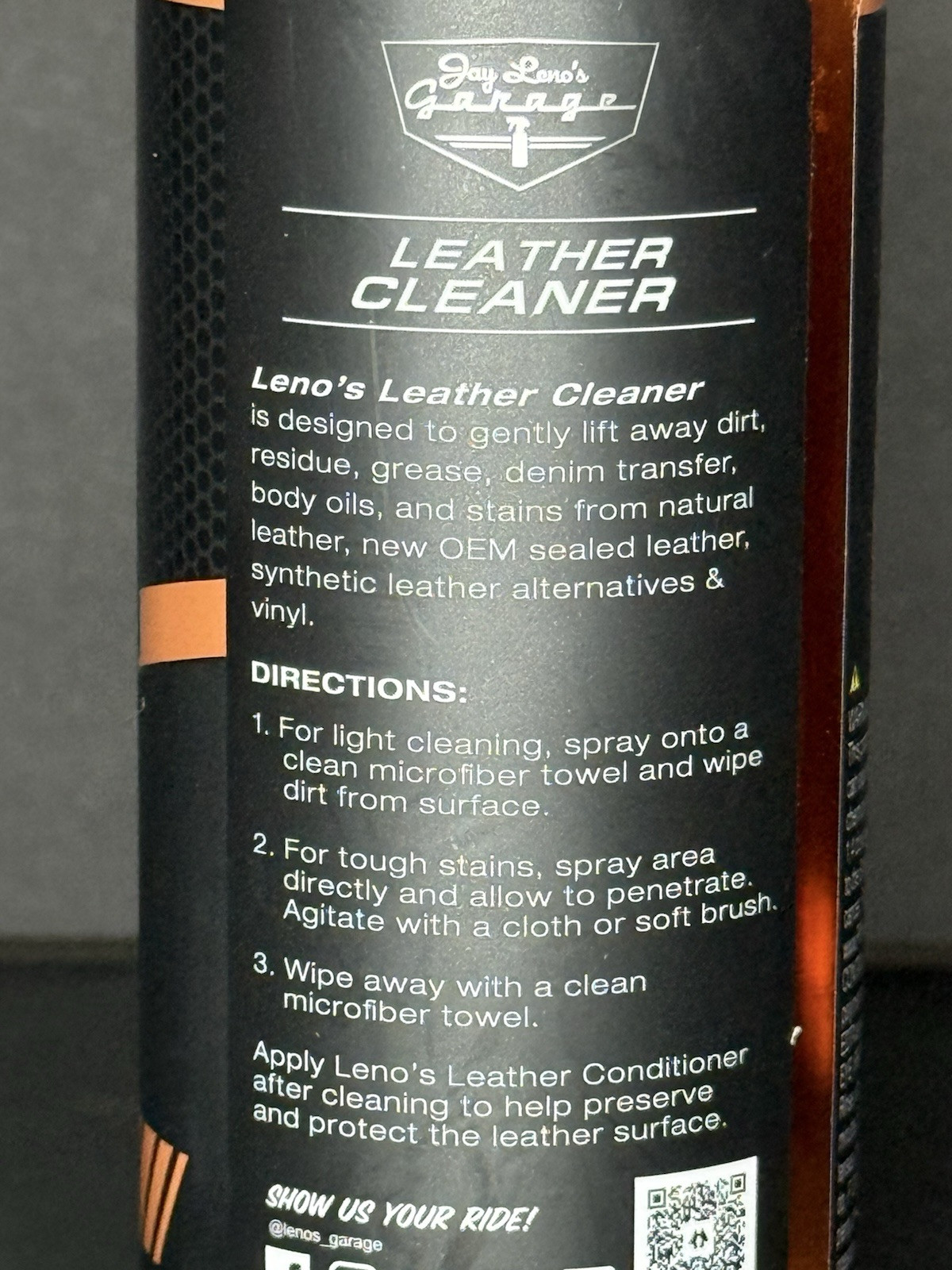 Jay Leno’s Garage 16oz Leather Cleaner Deep Clean Car Leather Surfaces US New