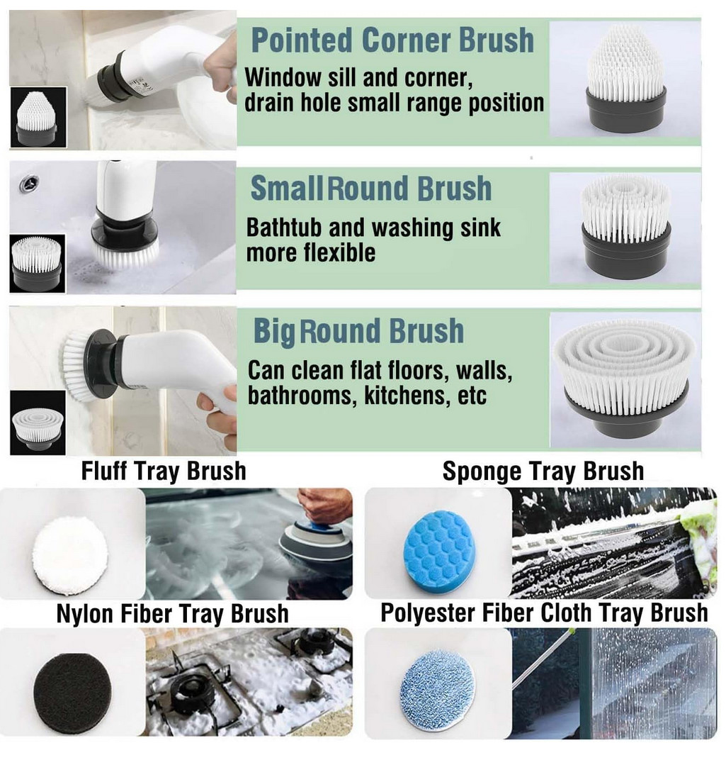 Electric Rechargeable Cordless Spin Scrubber 7 Head Car Cleaning Scrubtastic Mop