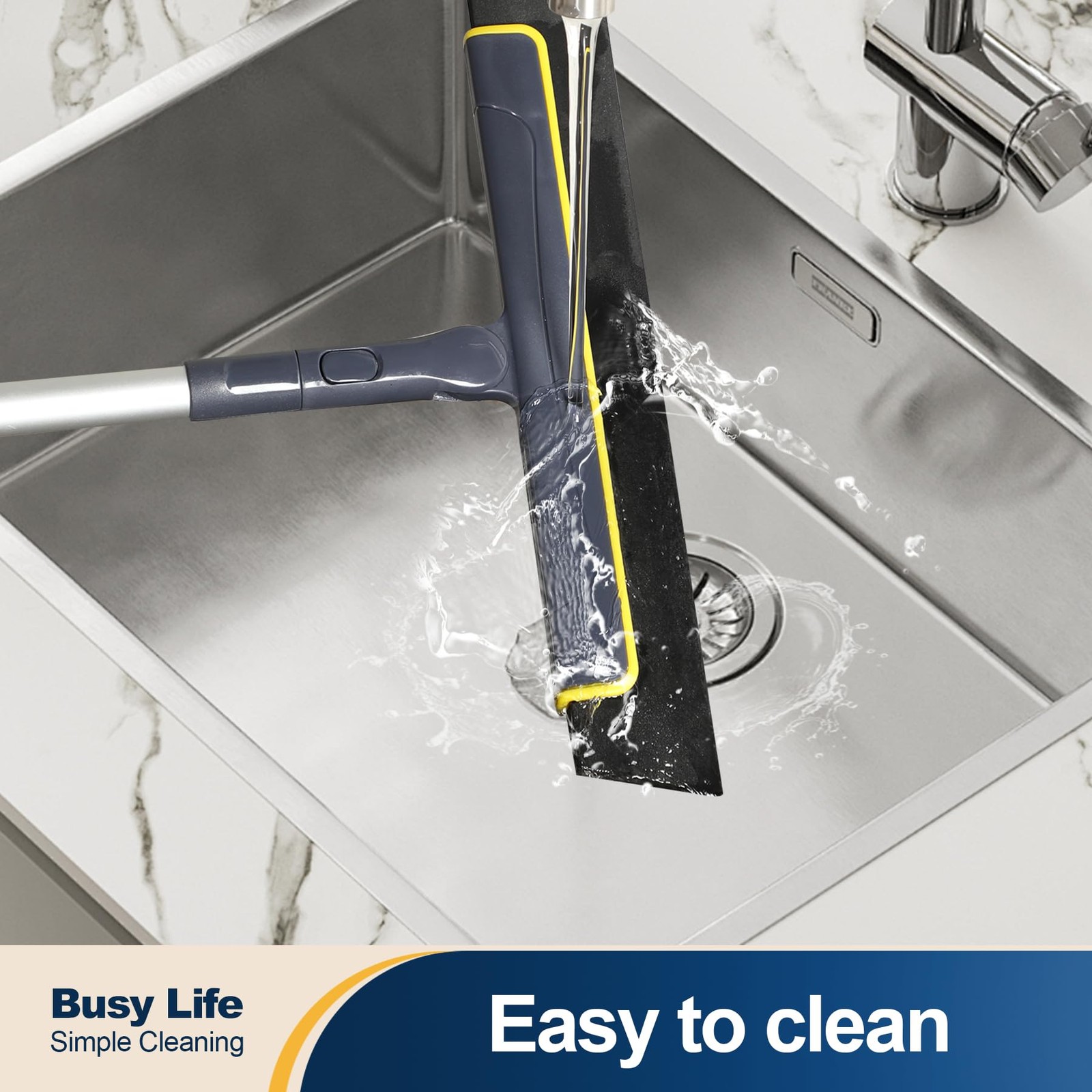 Floor Squeegee Broom EVA Foam Blade Aluminum Pole for Shower Bathroom Kitchen…
