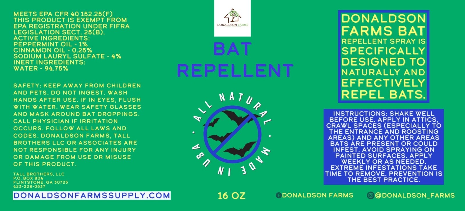 Donaldson Farms Bat Repellent Spray 16oz