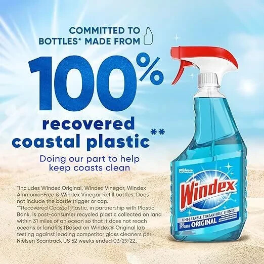 Windex Glass Cleaner, Original Blue, Spray Bottle, 23 fl oz