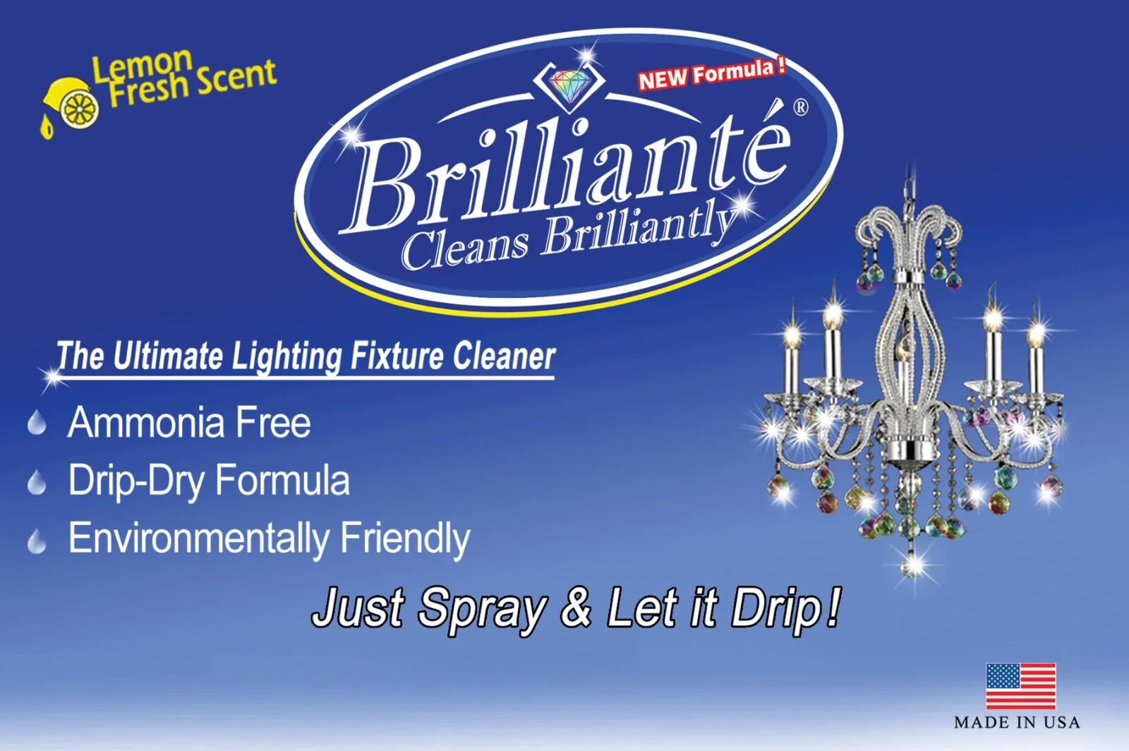 Brilliante Crystal Chandelier Cleaner Spray 32oz Made in USA