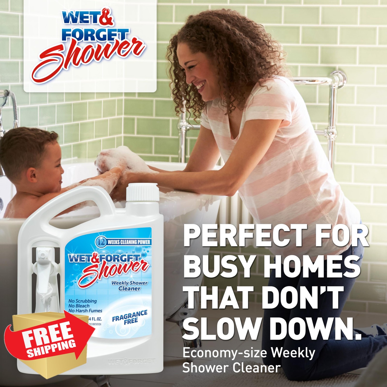 Wet Forget Shower Cleaner Spray Fragrance-Free Weekly 64oz