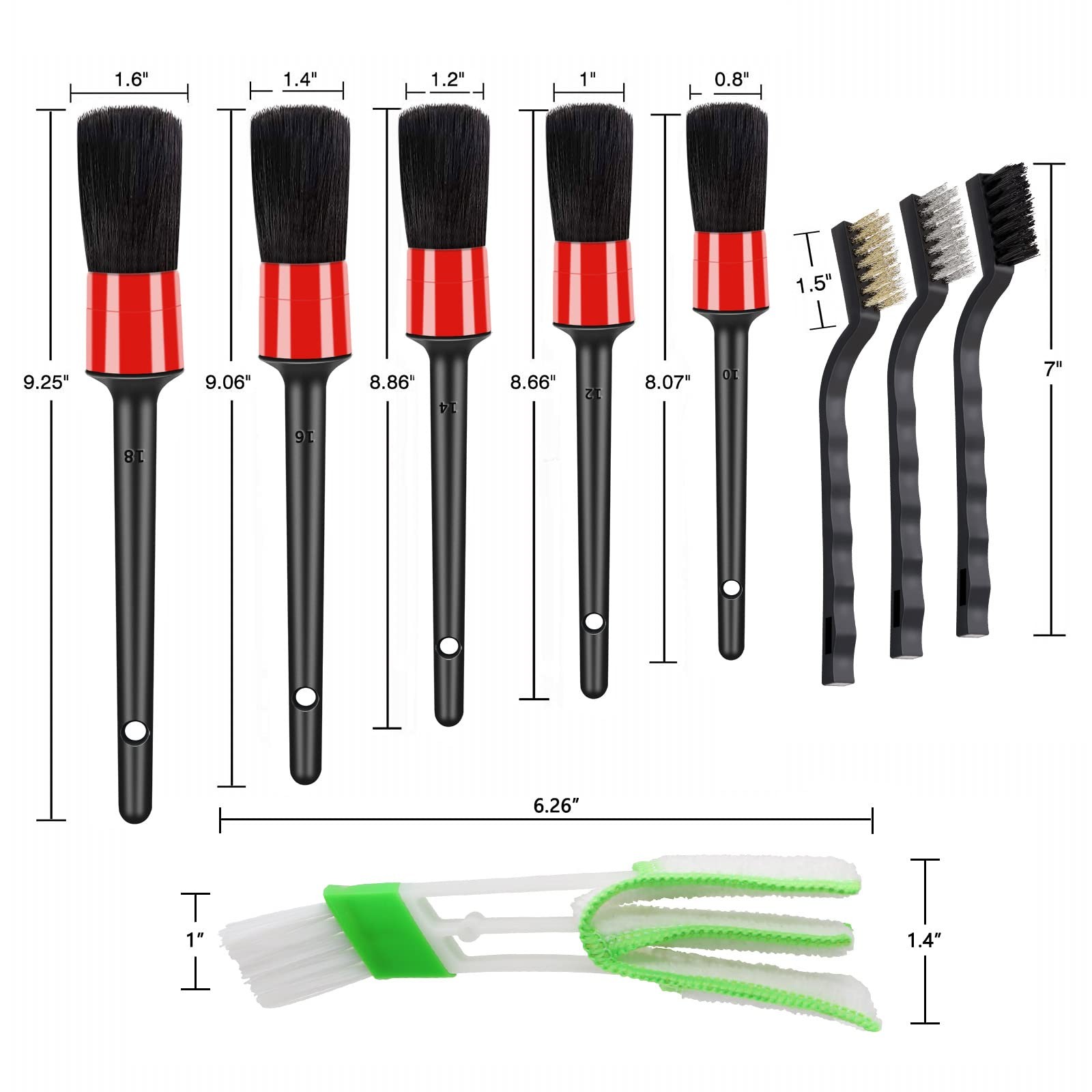 10pcs Auto Car Detailing Brush Set Car Interior Cleaning Kit Includes 5 Boar …