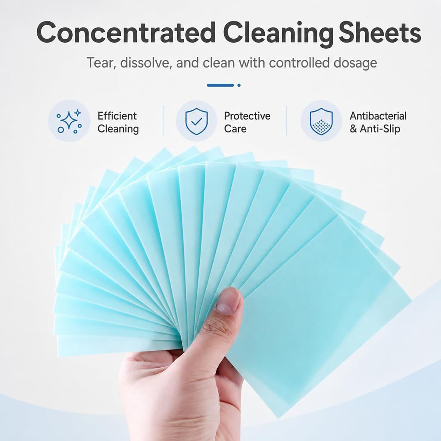 100 Pieces Multi-Effect Floor Clean Tablets, Water-Soluble Floor Cleaning Sheets