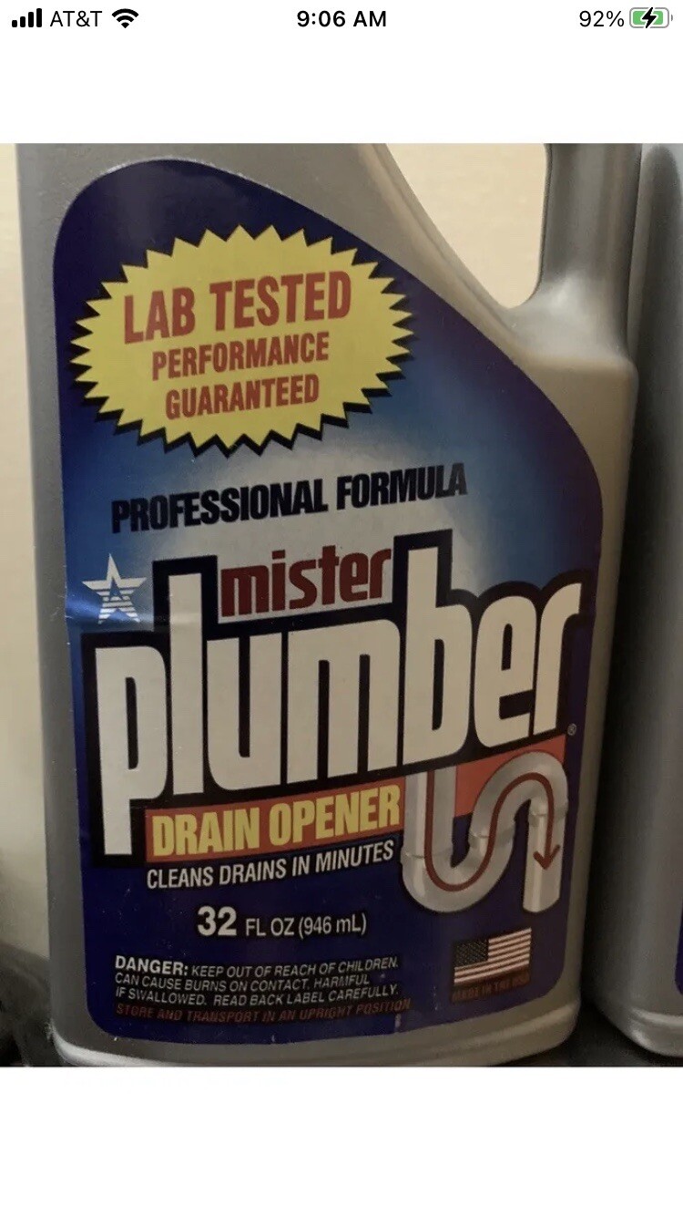 Mister Plumber Drain Opener Cleaner 32 fl oz Lot of 6 Bottles USA Made
