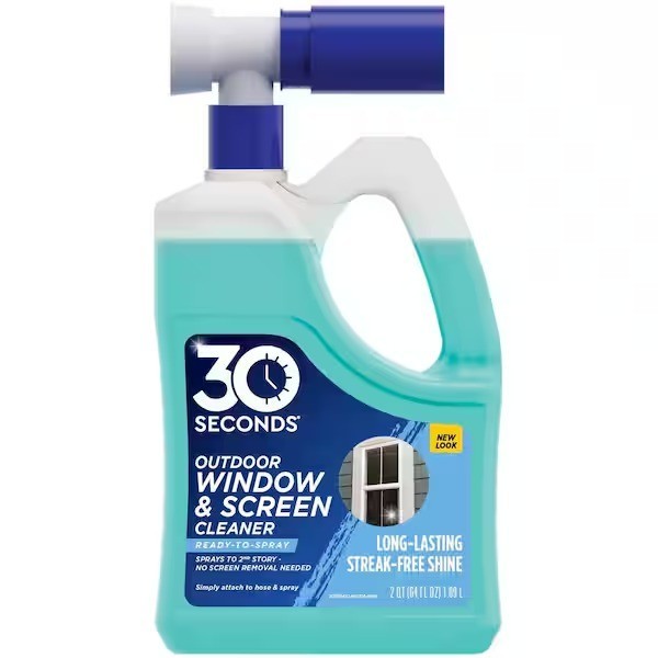 30 Seconds 64oz Outdoor Ready to Spray Window & Screen Cleaner Streak-Free Shine