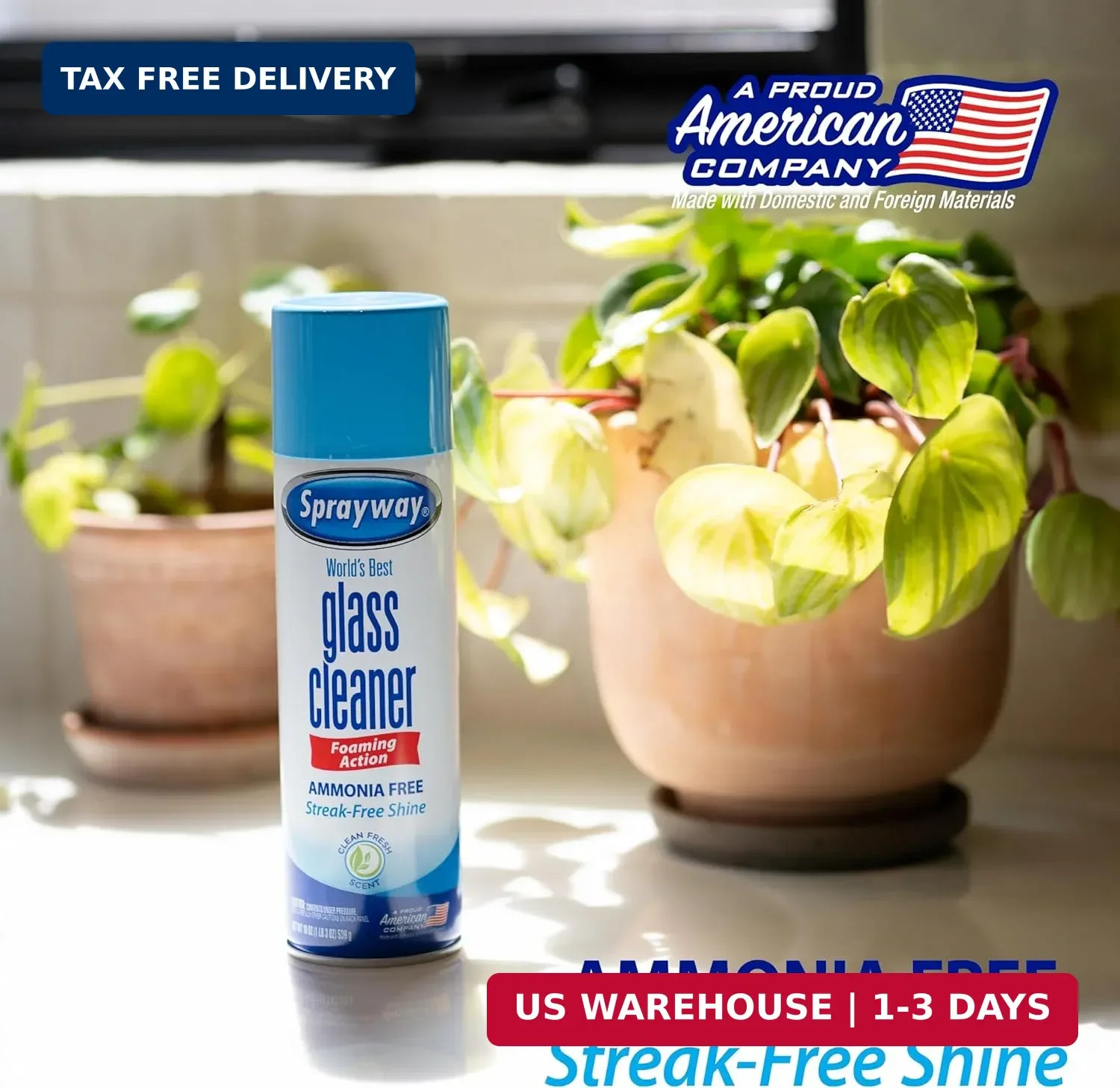 Sprayway Glass Cleaner Foaming Aerosol Spray, 19oz, Pack of 2 | Ammonia-Free, St