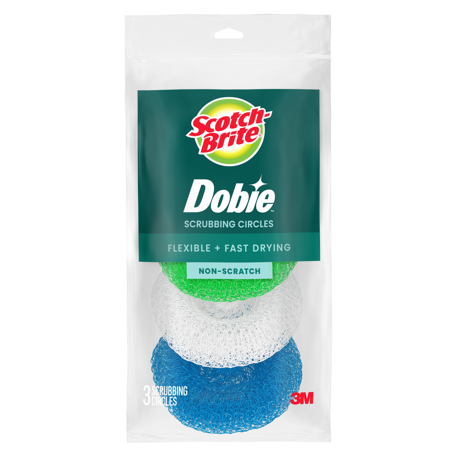 Scotch-Brite Dobie Non-Scratch Plastic Scrubbing Circles: 3-pack Color May Vary