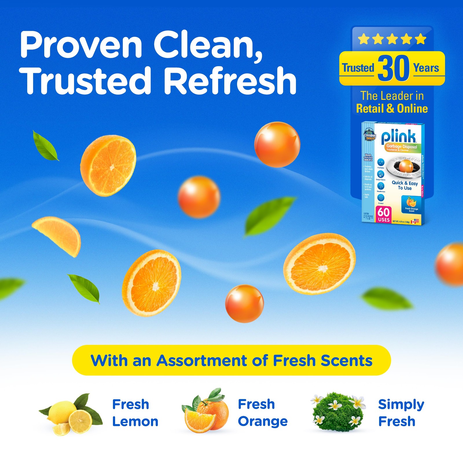 60 Count Plink Garbage Disposal Cleaner and Deodorizer Value Pack Fresh Citrus