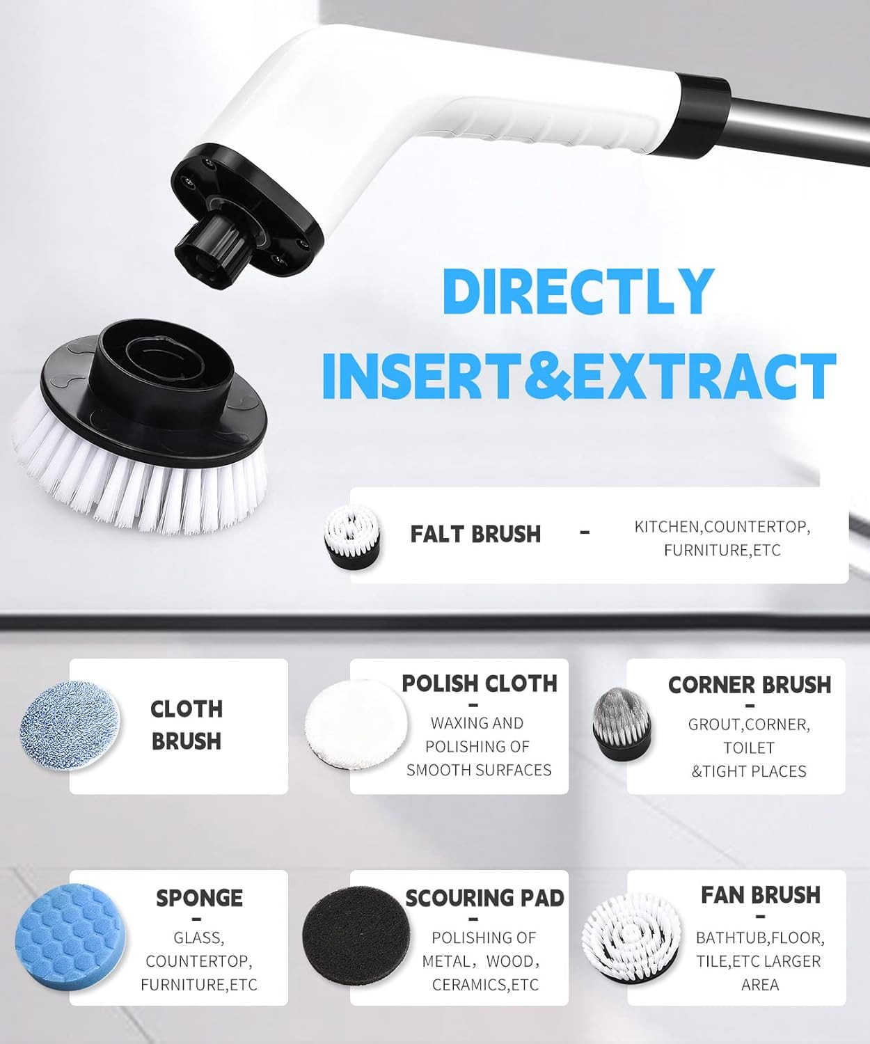 Cordless Electric Spin Scrubber Brush for Bathroom, Tub, Tiles & Car Cleaning
