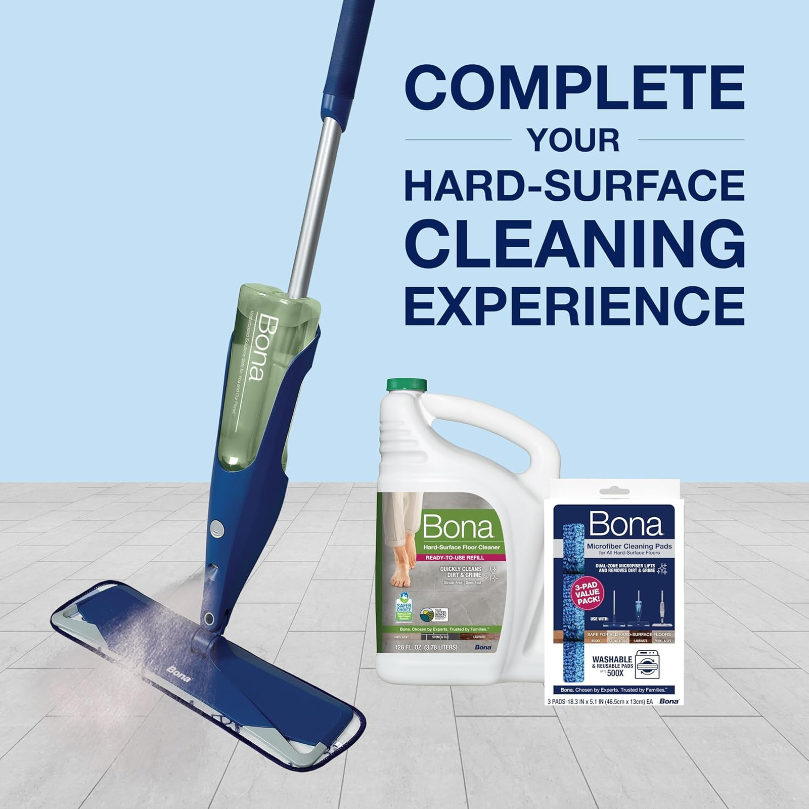 Bona Multi-Surface Floor Cleaner Refill 128 oz Unscented for Stone Tile Laminate